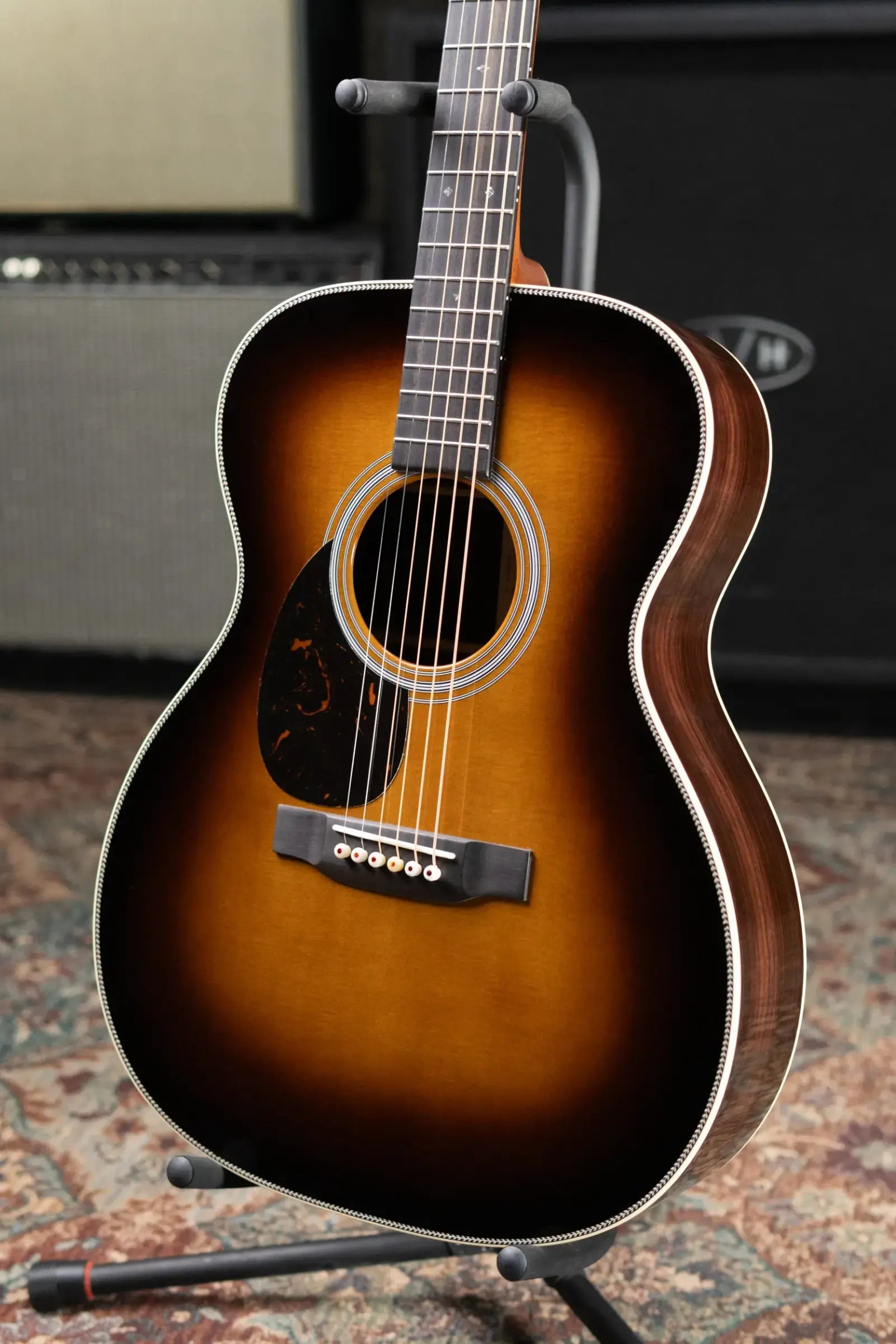 Martin OM-28 Standard Series Left-Handed Acoustic Guitar - 1935 Sunburst with Hardshell Case