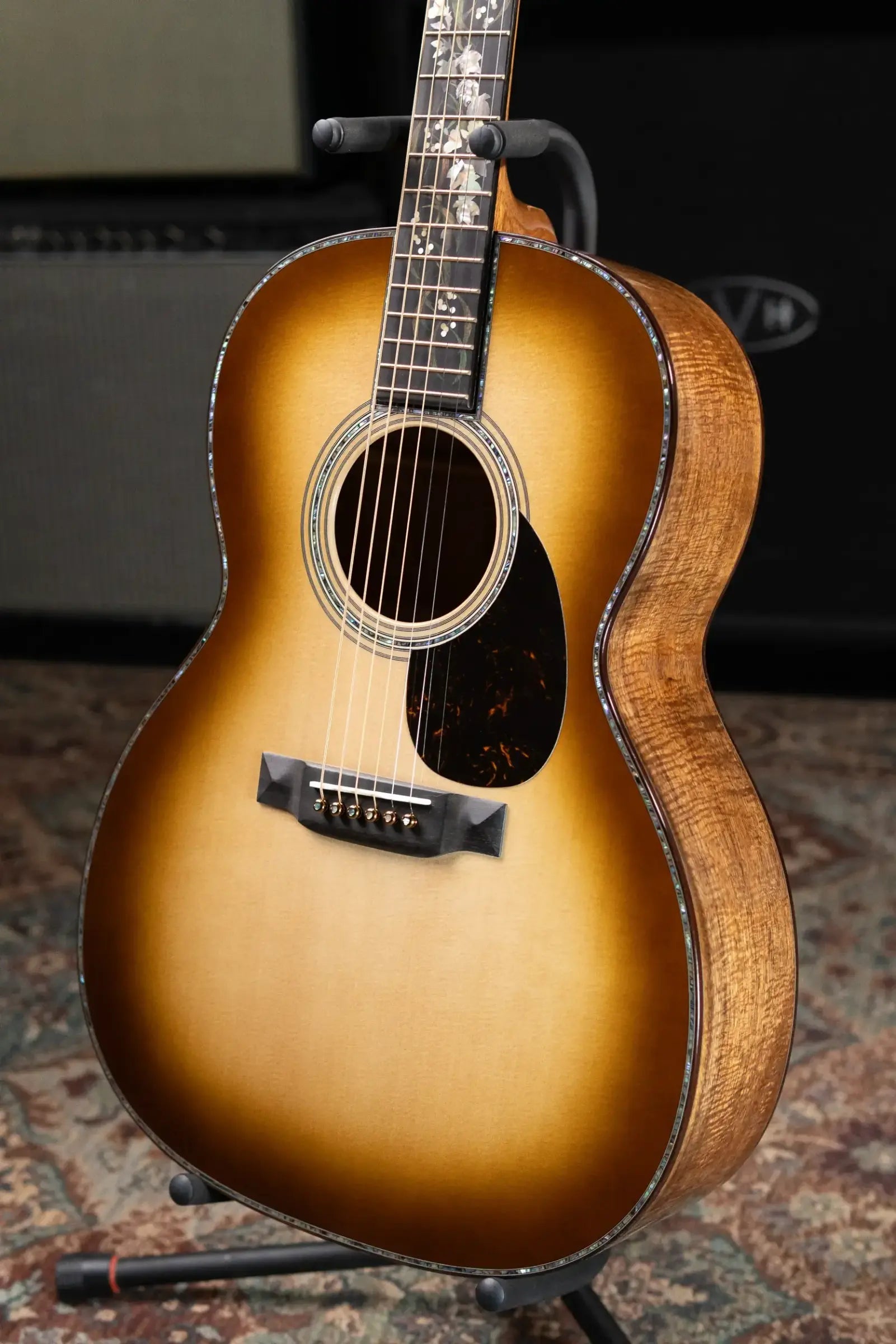 Martin O'ahu K-42 Hibiscus Acoustic Guitar - Dark Toasted Burst with Hardshell Case