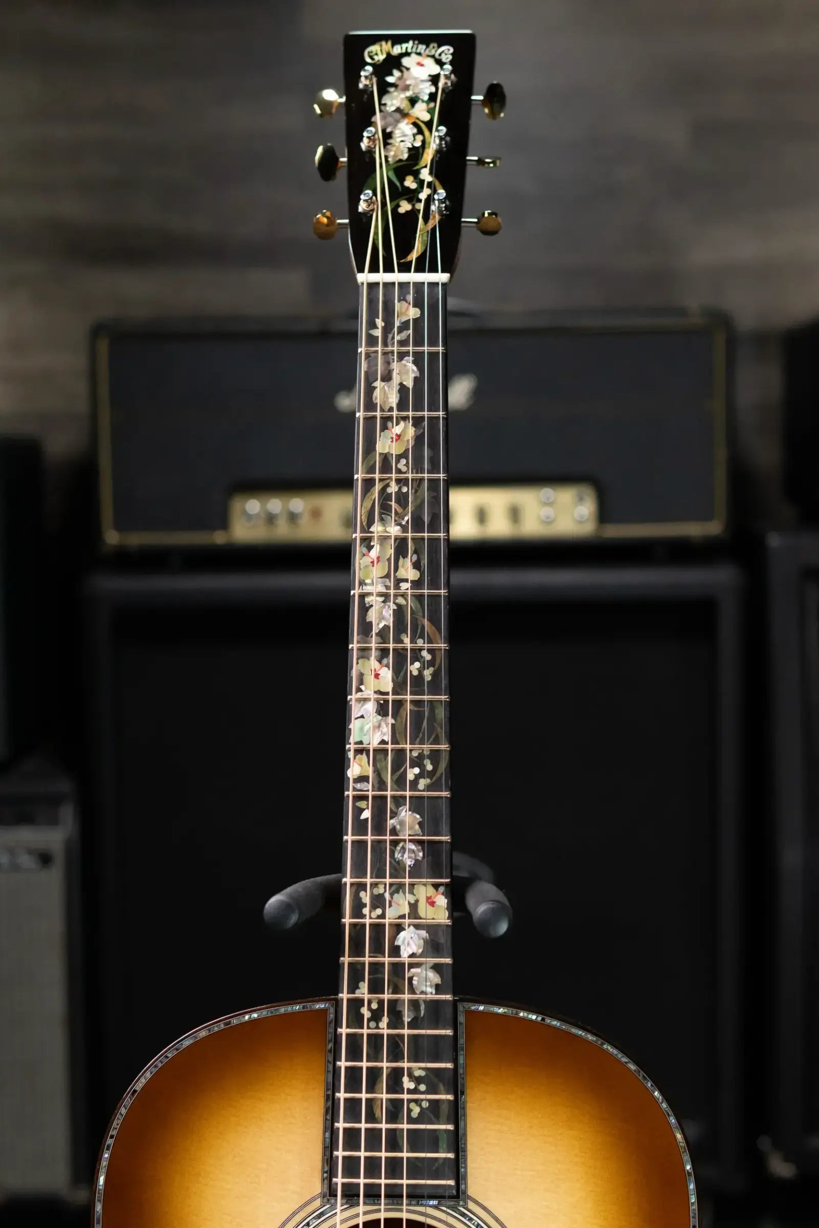 Martin O'ahu K-42 Hibiscus Acoustic Guitar - Dark Toasted Burst with Hardshell Case