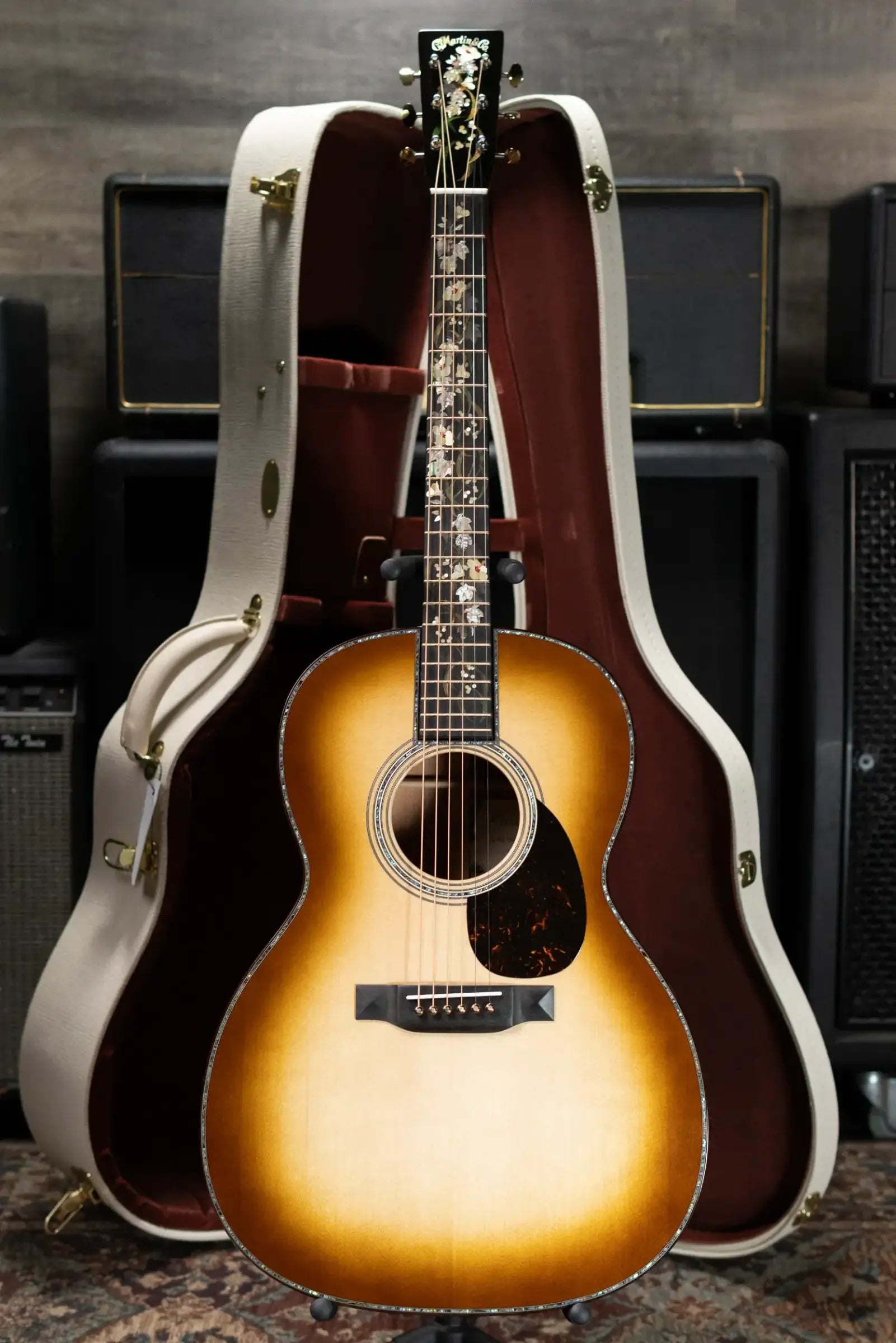 Martin O'ahu K-42 Hibiscus Acoustic Guitar - Dark Toasted Burst with Hardshell Case