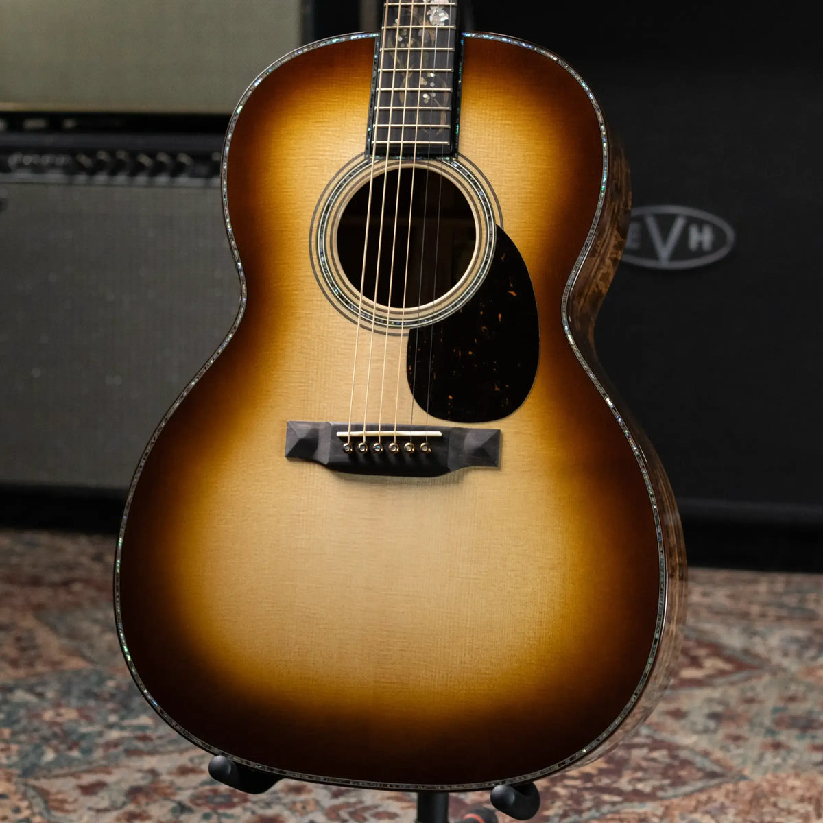 Martin O'ahu K-42 Hibiscus Acoustic Guitar - Dark Toasted Burst with Hardshell Case