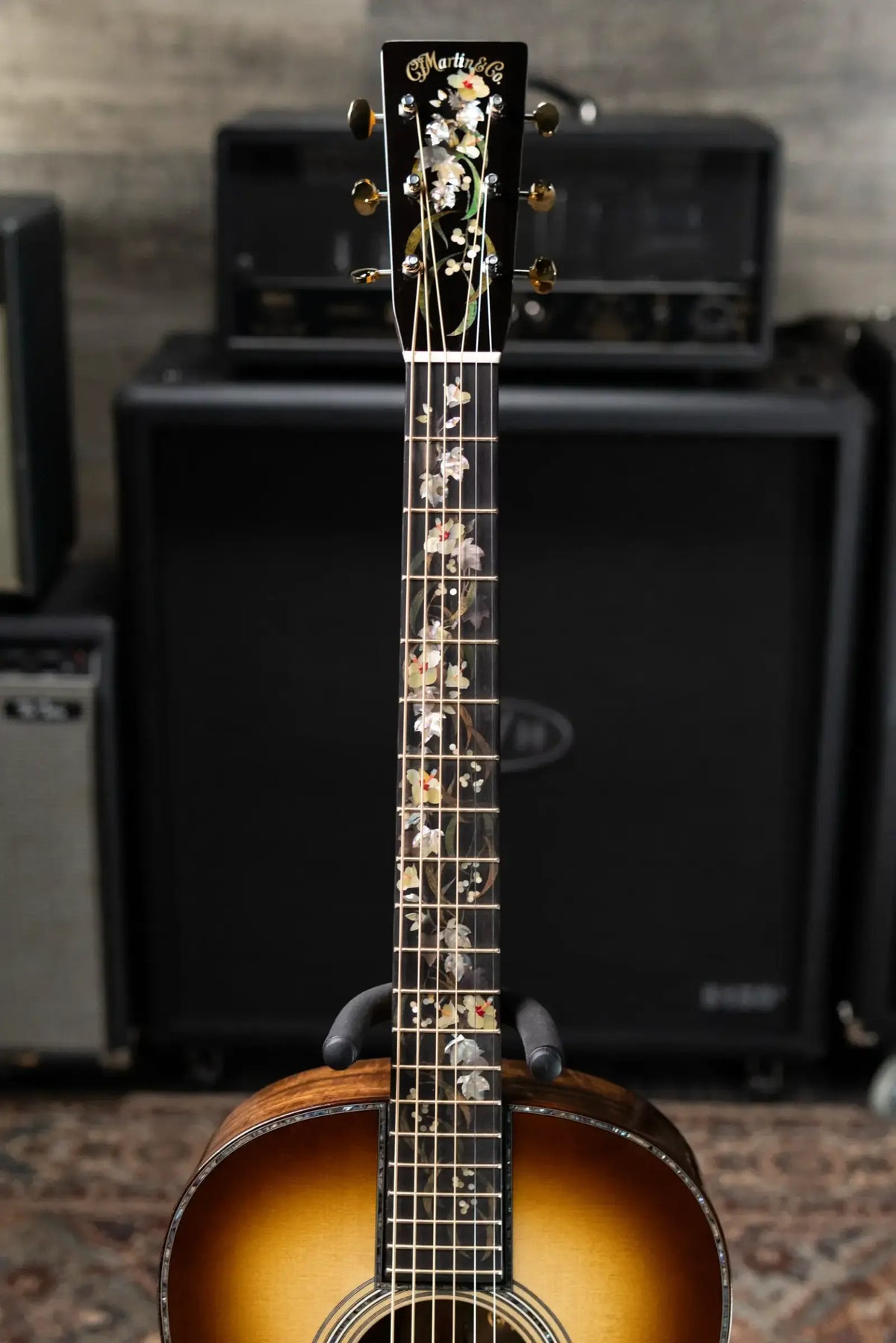 Martin O'ahu K-42 Hibiscus Acoustic Guitar - Dark Toasted Burst with Hardshell Case