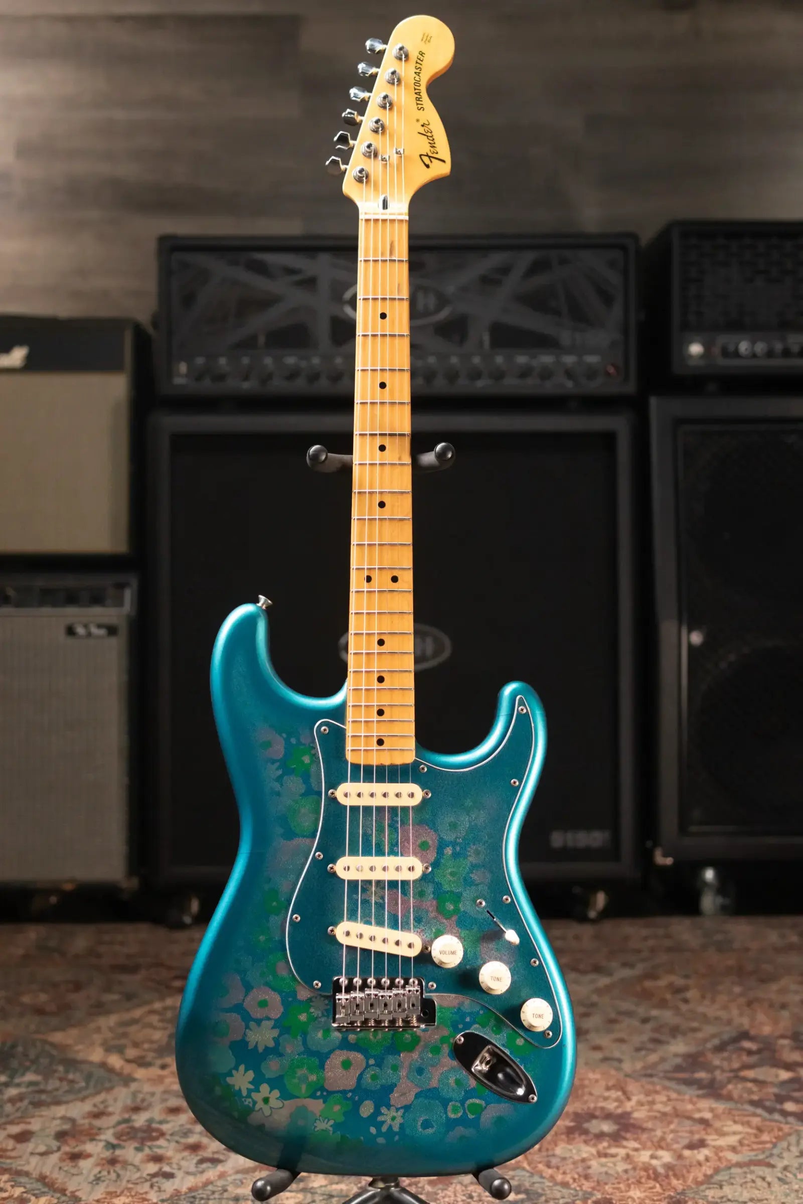 Mid-1980's Fender Stratocaster ST-72 Electric Guitar - Blue Flower with Hardshell Case - Used