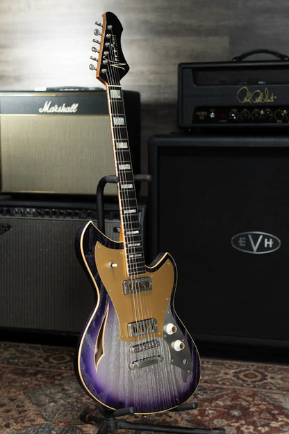 Novo Custom Shop Miris P2 Semi-Hollow Electric Guitar - Purple Stranger Burst with Gig Bag