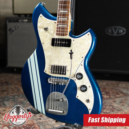 Novo Serus J H-P90 Electric Guitar - Lake Como Blue with Racing Strip with Hardshell Case - Used