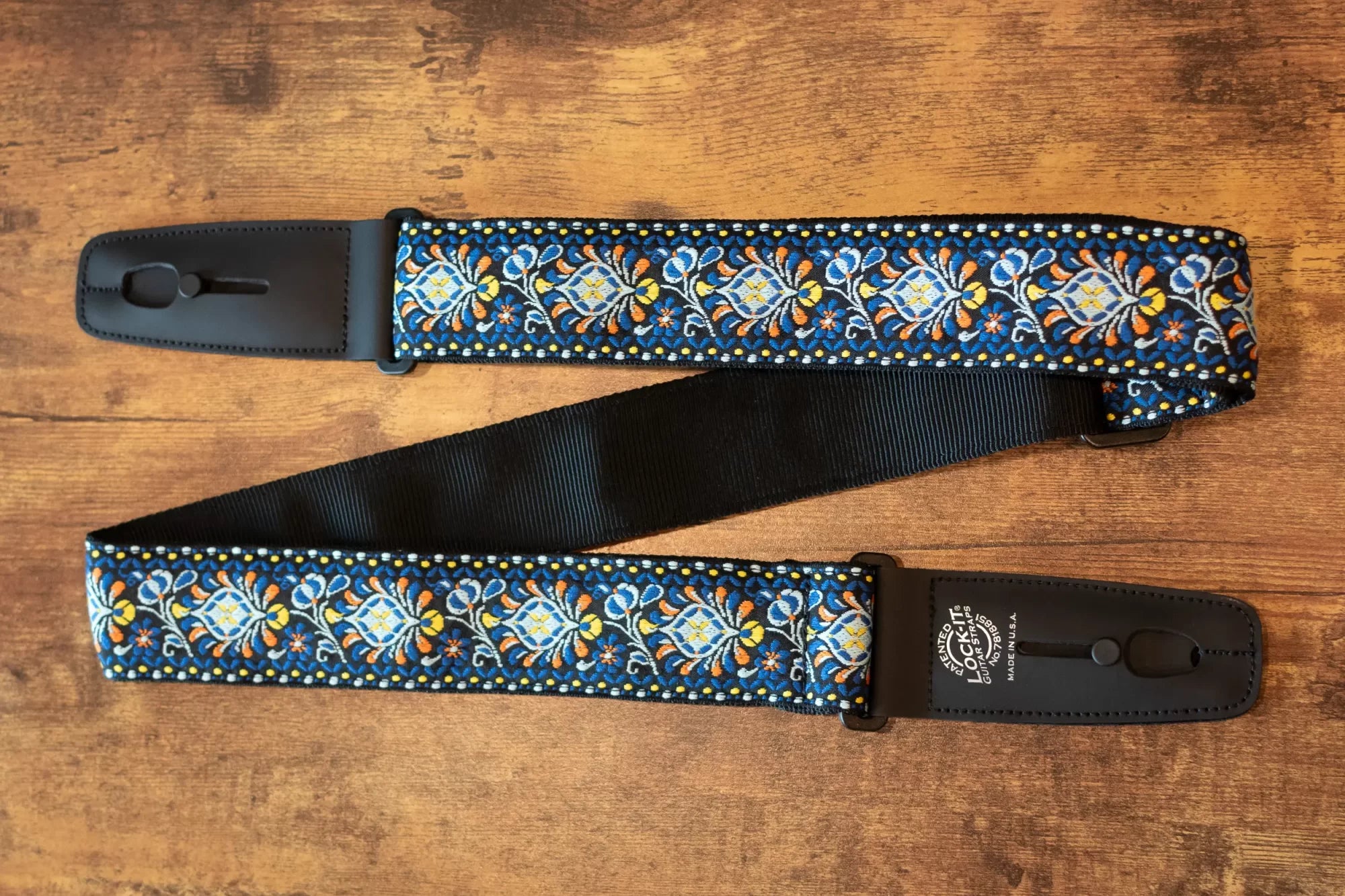 OMG Music LIS 062 BC Blue Gold Guitar Strap haggertys 7