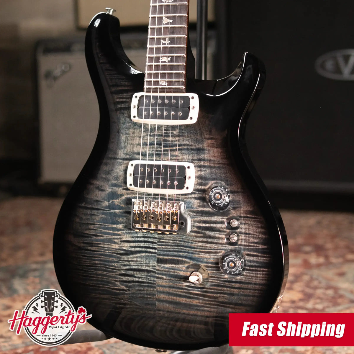 PRS Custom 24-08 Electric Guitar - Faded Whale Blue Wraparound Smokeburst with Hardshell Case