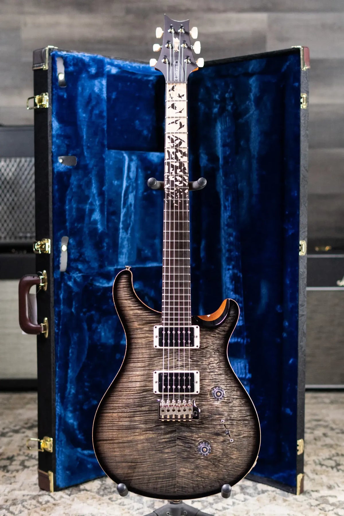 PRS Custom 24 "Birds of a Feather" Limited Edition Artist Top Electric Guitar - Charcoal Microburst with Hardshell Case