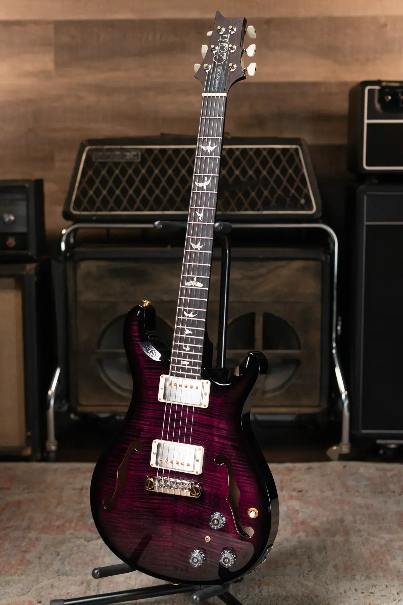 PRS Hollowbody II Piezo Flame Maple 10-Top - Violet Smokeburst with Hardshell Case