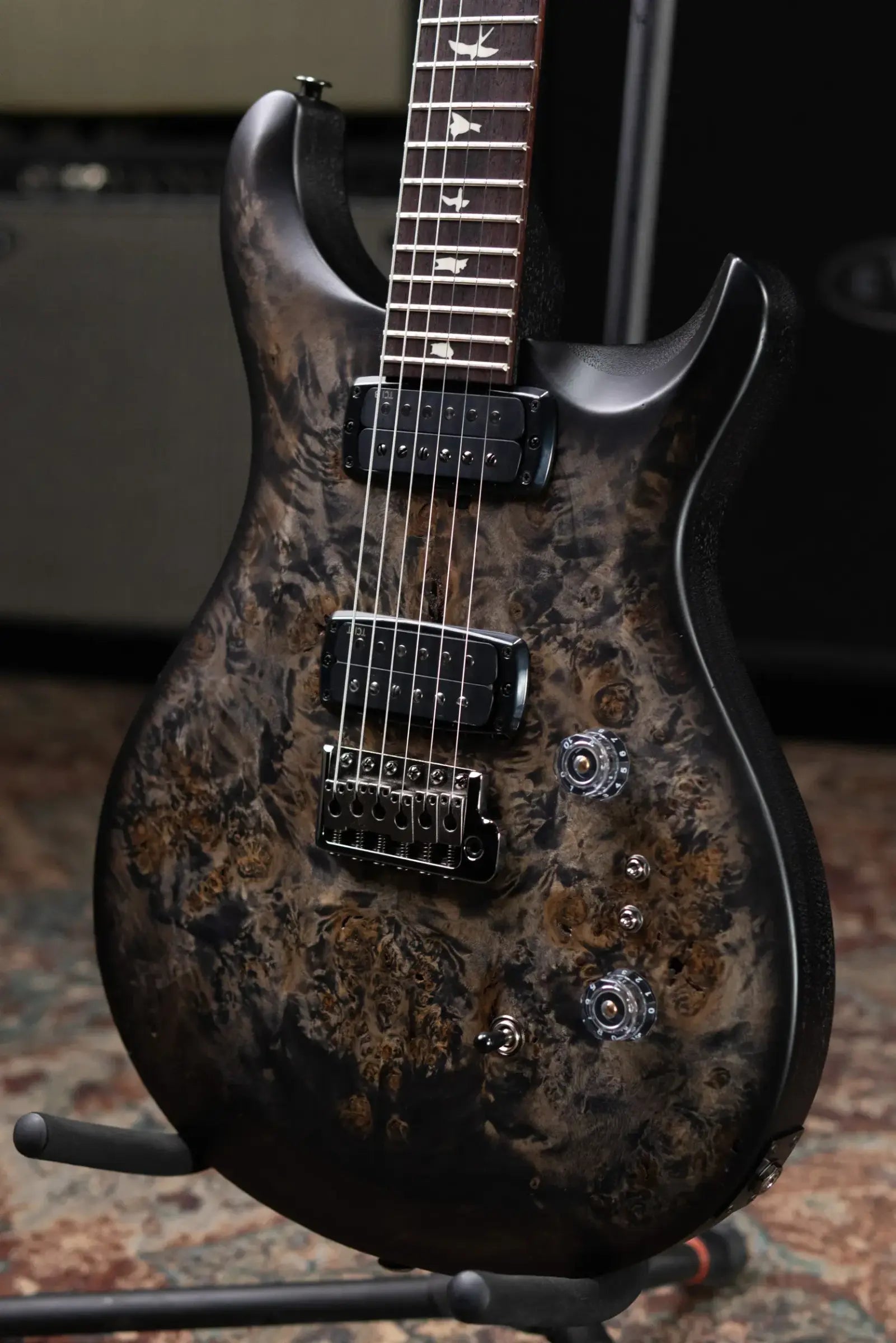 PRS S2 LTD Edition Custom 24-08 Poplar Burl Top Electric Guitar - Satin Charcoal Burst with Gig Bag