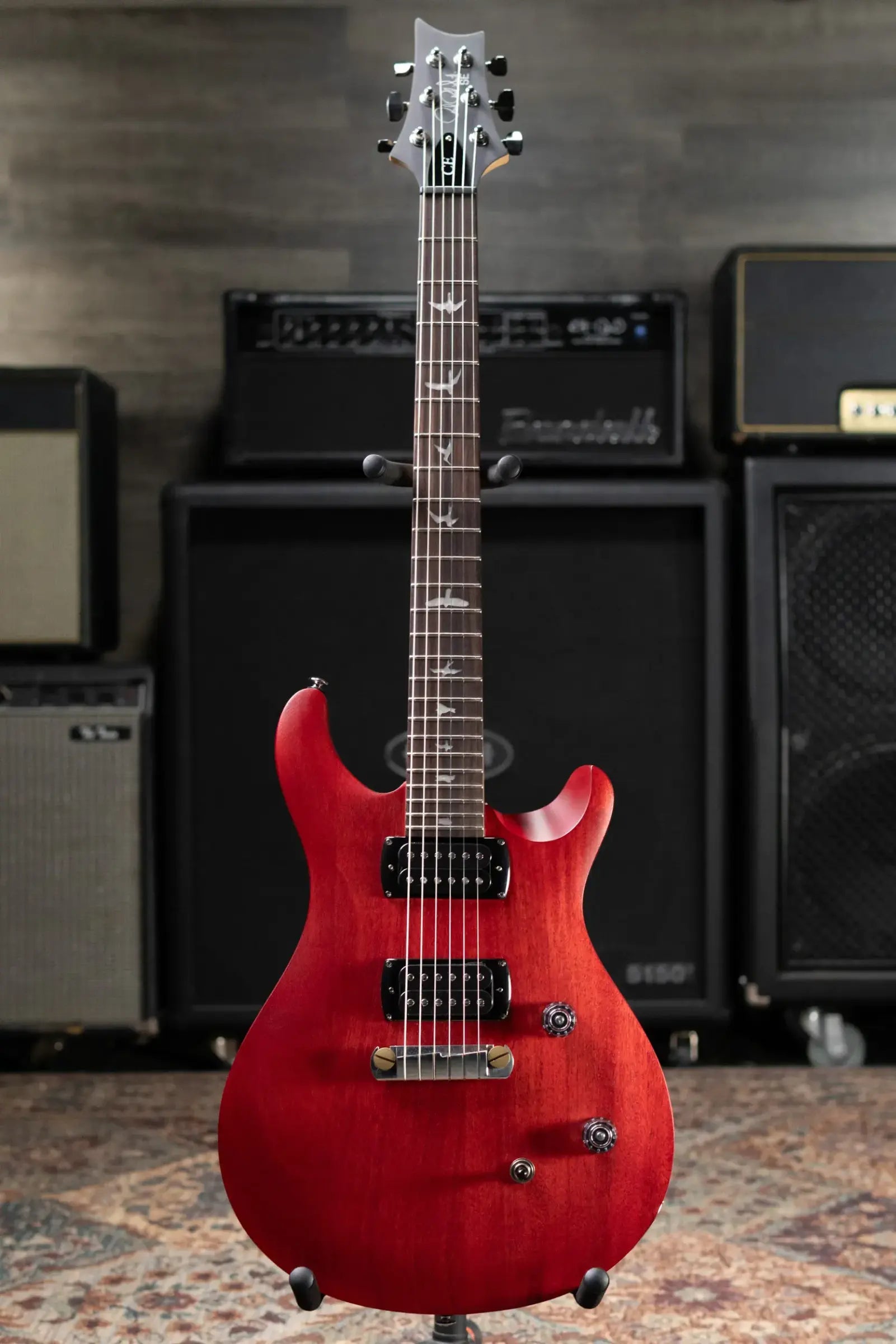 PRS SE CE 24 Standard Stoptail Satin Electric Guitar - Vintage Cherry with Gig Bag - Floor Model