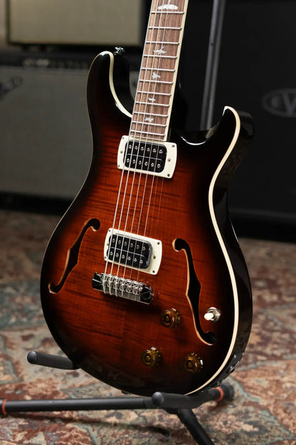 PRS SE Ed Sheeran Hollowbody I Baritone Piezo Electric Guitar - Orange Tiger Smokeburst with Gig Bag