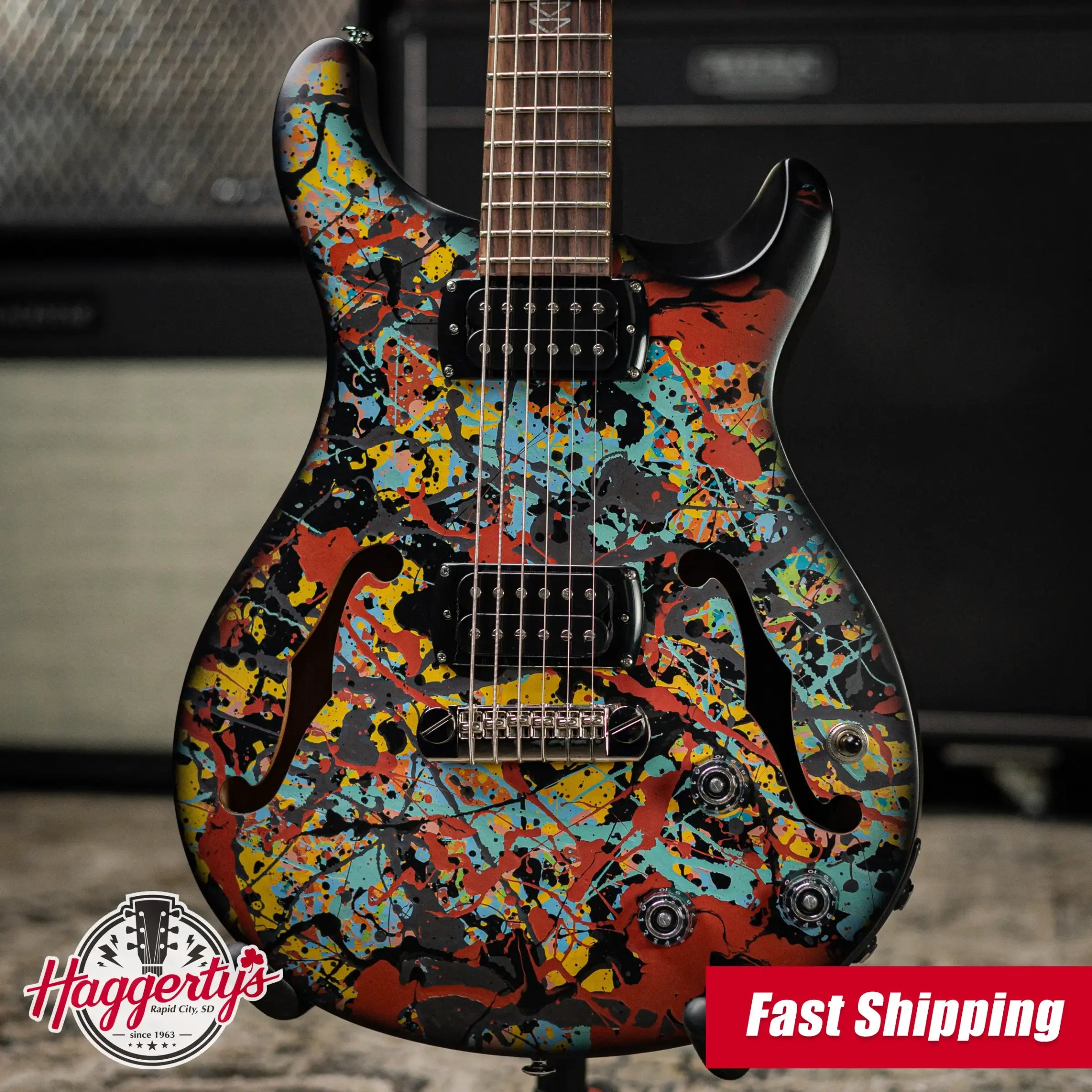PRS SE Ed Sheeran Signature Hollowbody I Baritone Piezo LTD Electric Guitar - Cosmic Splash with Gig Bag