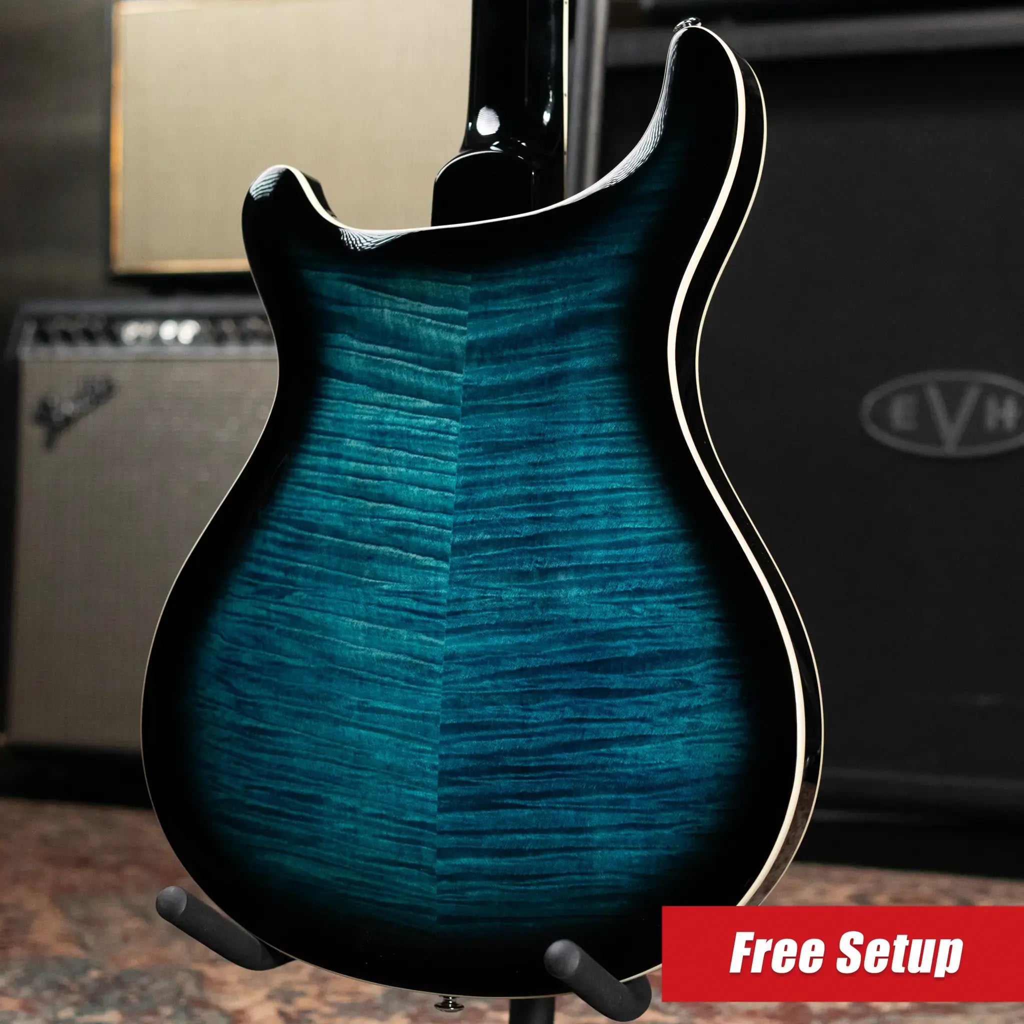PRS SE Hollowbody II Piezo Electric Guitar - Peacock Blue Smokeburst with Gig Bag