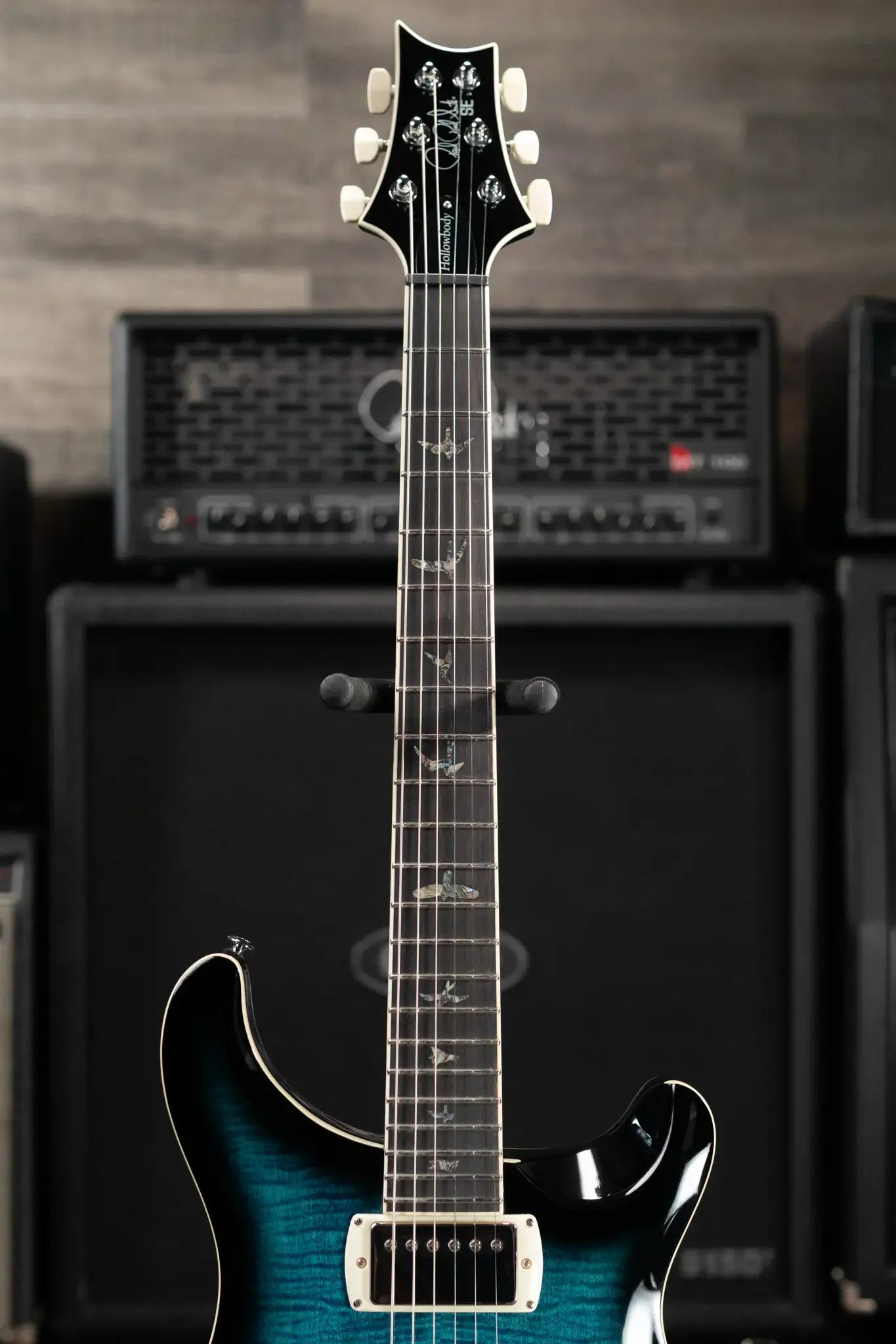PRS SE Hollowbody II Piezo Electric Guitar - Peacock Blue Smokeburst with Gig Bag