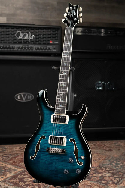 PRS SE Hollowbody II Piezo Electric Guitar - Peacock Blue Smokeburst with Gig Bag