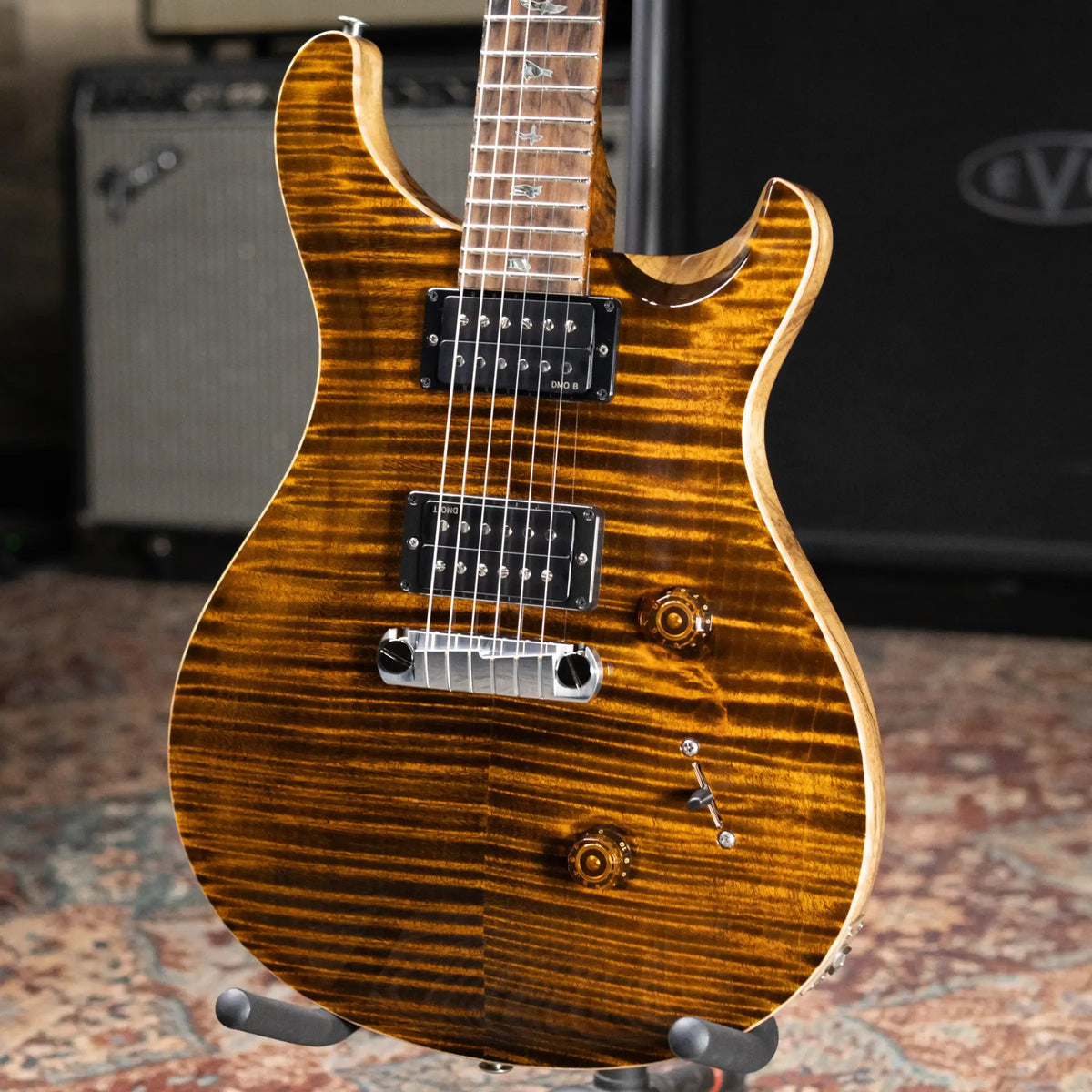 PRS Wood Library Custom 24 Stoptail Limited Edition 10-Top Electric Guitar - Tiger Eye with Hardshell Case