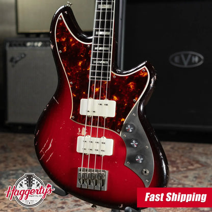 Novo Signature Series Ivorus Bass - Silvertone Burst over Bonfire with Gig Bag