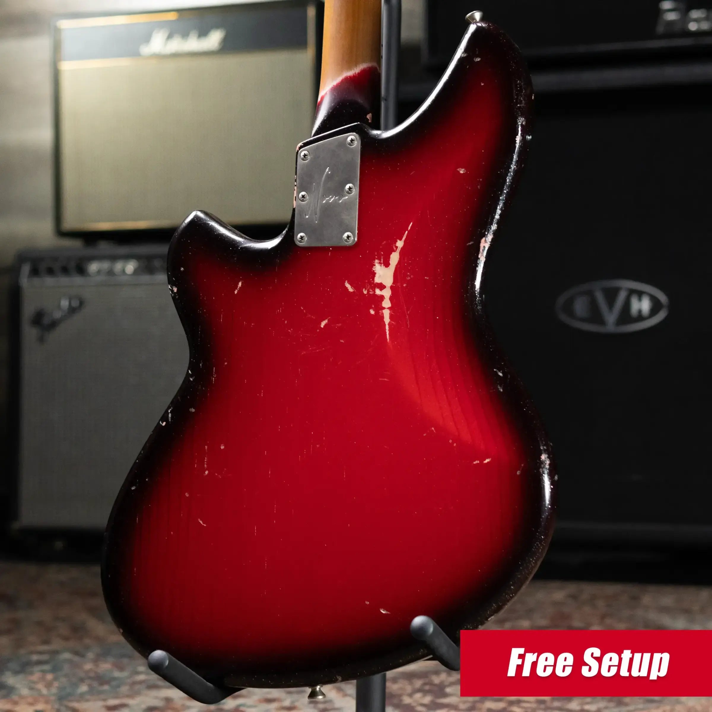 Novo Signature Series Ivorus Bass - Silvertone Burst over Bonfire with Gig Bag