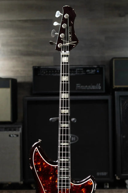 Novo Signature Series Ivorus Bass - Silvertone Burst over Bonfire with Gig Bag