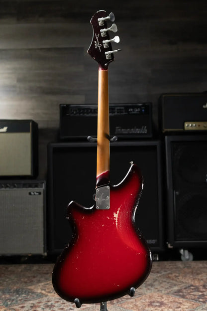 Novo Signature Series Ivorus Bass - Silvertone Burst over Bonfire with Gig Bag