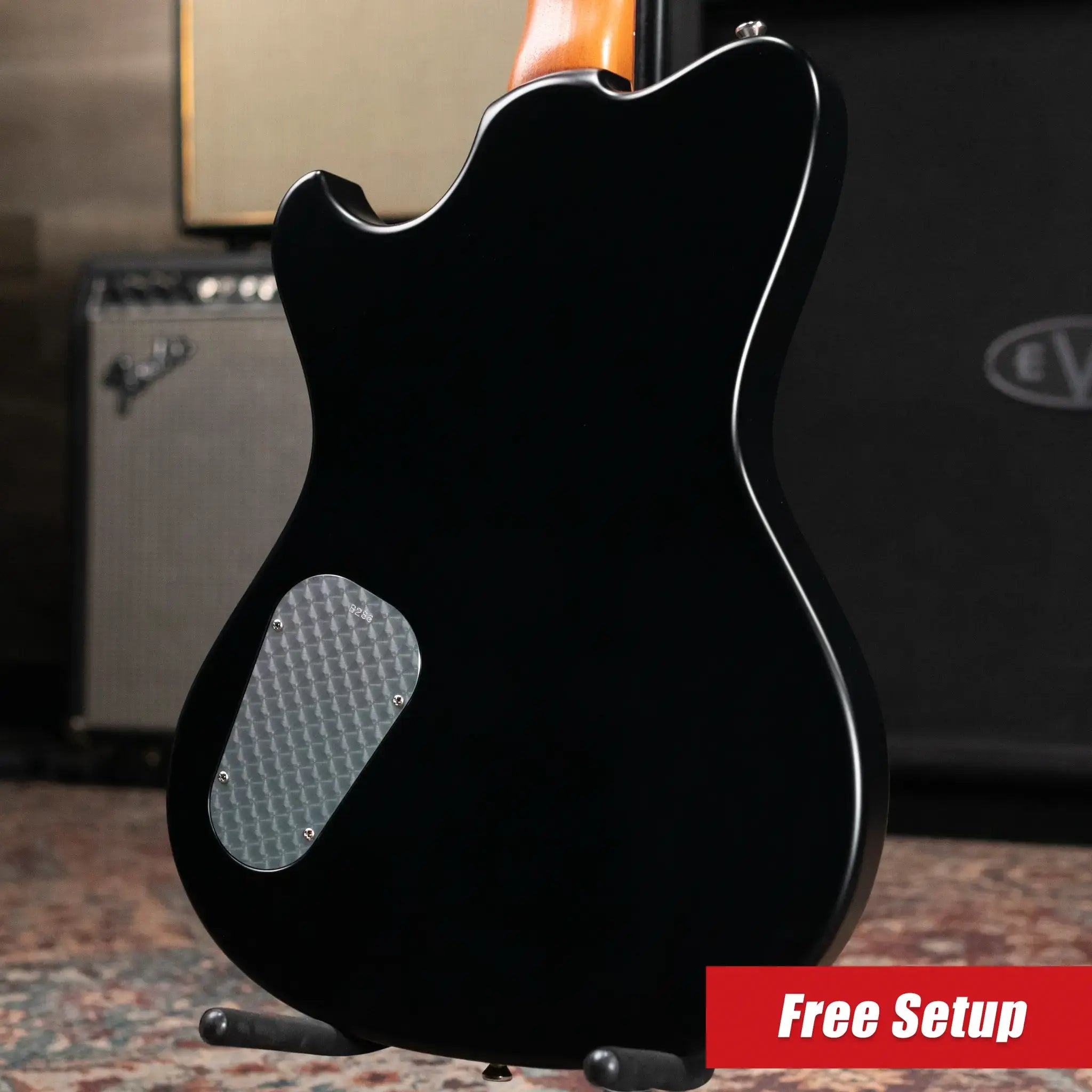 Powers Electric A-Type Hollow Body Electric Guitar - Chroma Silver Cranberry with Gig Bag