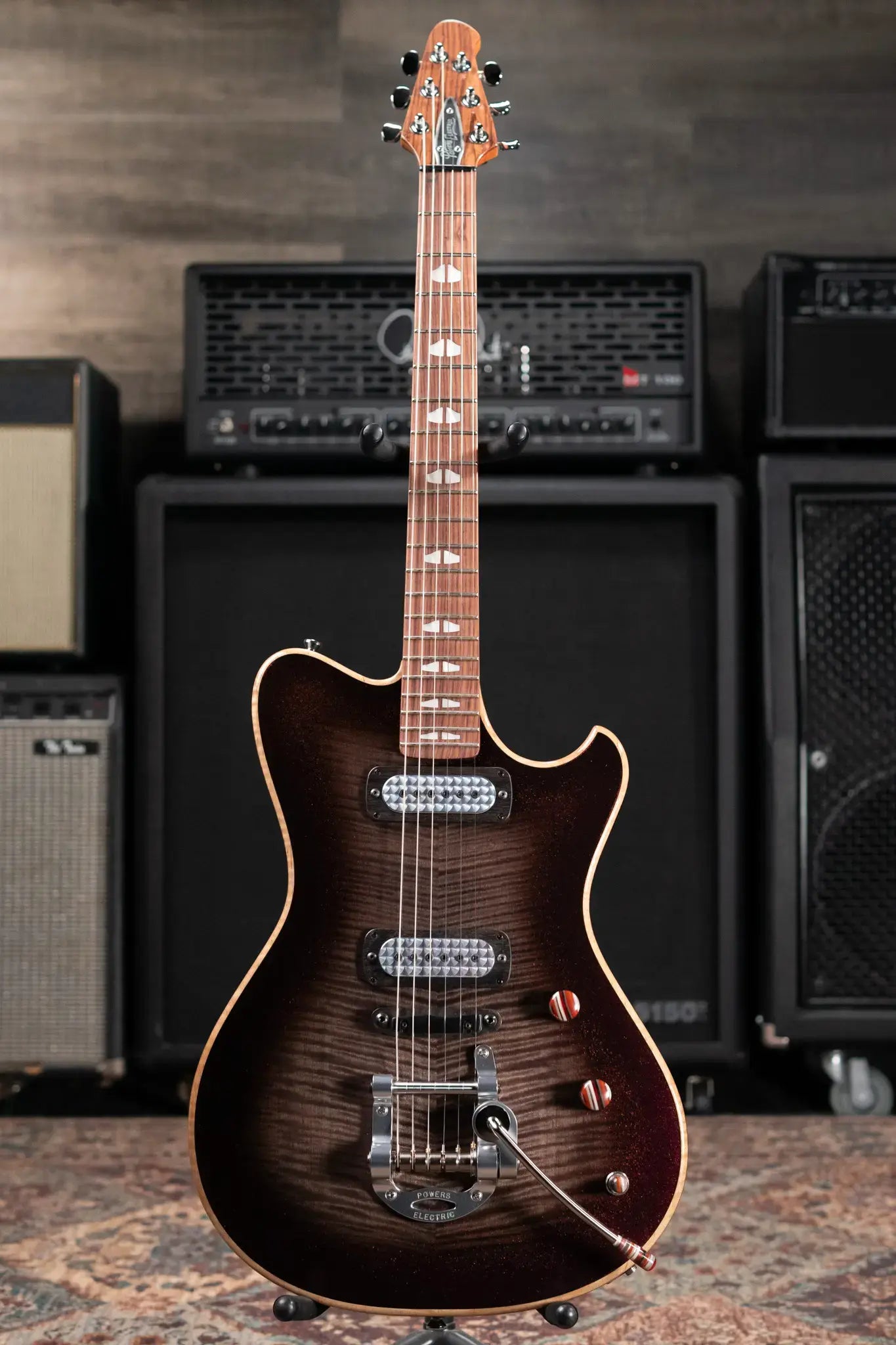 Powers Electric A-Type NAMM 2026 Hollow Body Electric Guitar - Chroma Silver Cranberry with Gig Bag