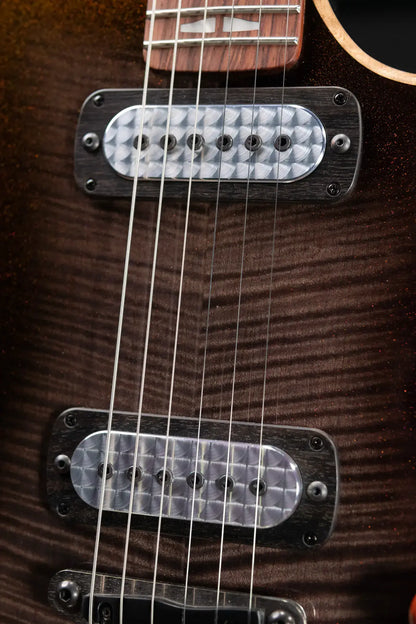 Powers Electric A-Type NAMM 2026 Hollow Body Electric Guitar - Chroma Silver Cranberry with Gig Bag