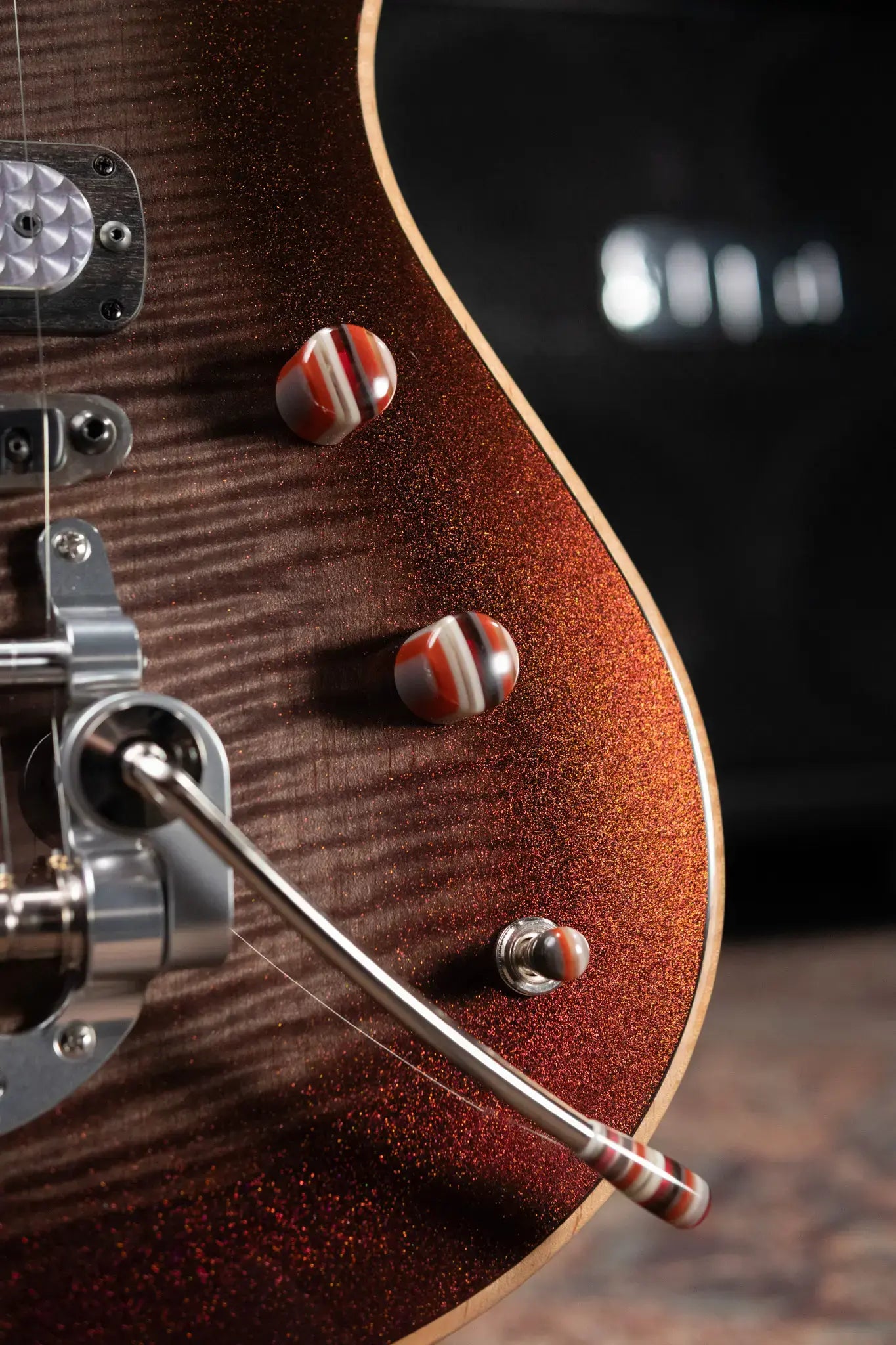Powers Electric A-Type NAMM 2026 Hollow Body Electric Guitar - Chroma Silver Cranberry with Gig Bag