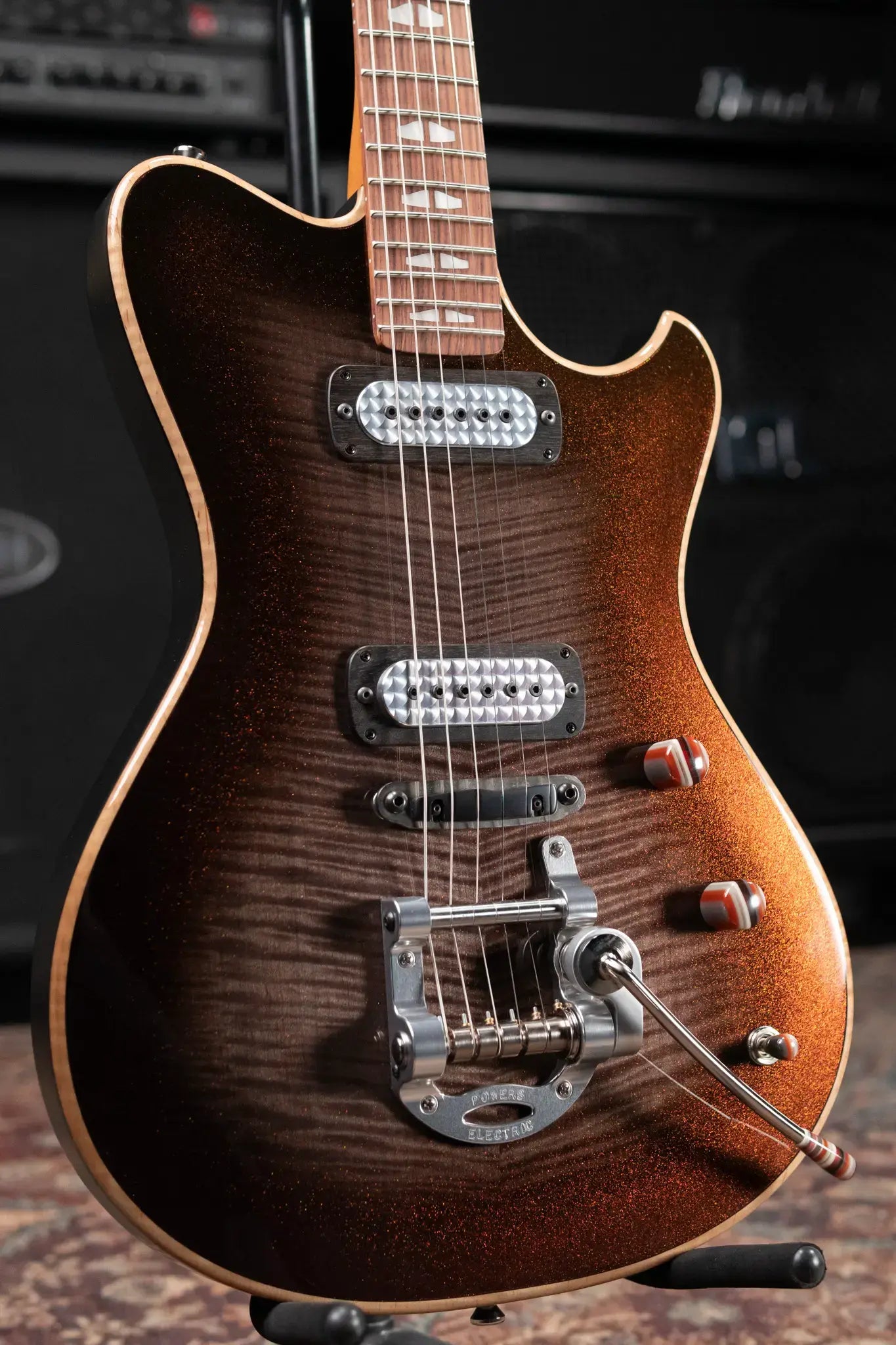 Powers Electric A-Type NAMM 2026 Hollow Body Electric Guitar - Chroma Silver Cranberry with Gig Bag