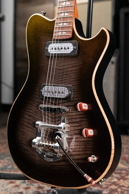 Powers Electric A-Type NAMM 2026 Hollow Body Electric Guitar - Chroma Silver Cranberry with Gig Bag