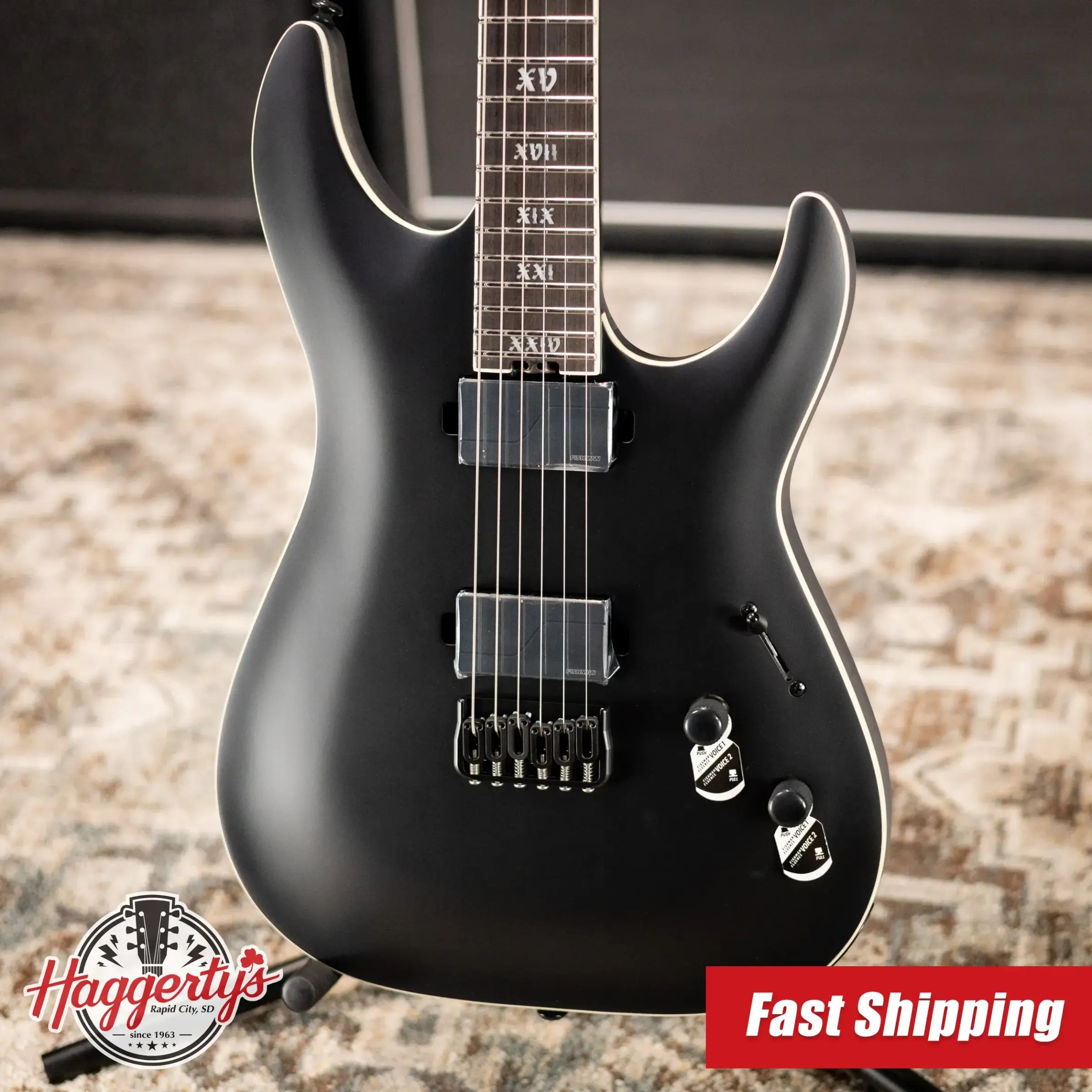 Schecter C-1 SLS Elite Evil Twin Electric Guitar - Satin Black