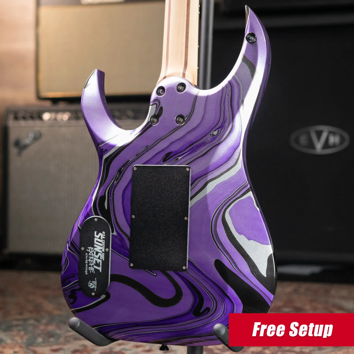 Schecter Custom Shop Sunset Extreme-6 FR Electric Guitar - Purple Swirl with Hardshell Case