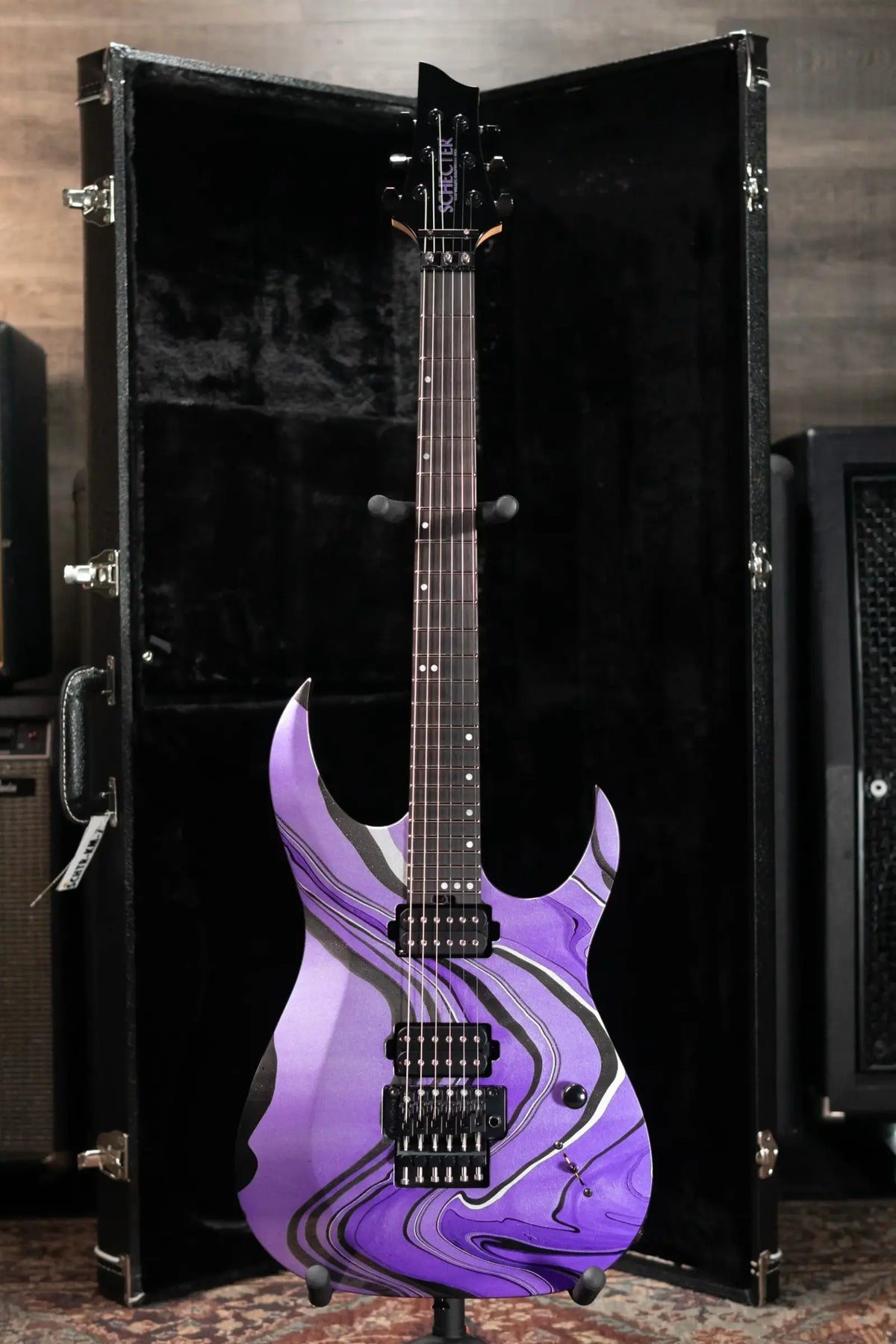 Schecter Custom Shop Sunset Extreme-6 FR Electric Guitar - Purple Swirl with Hardshell Case