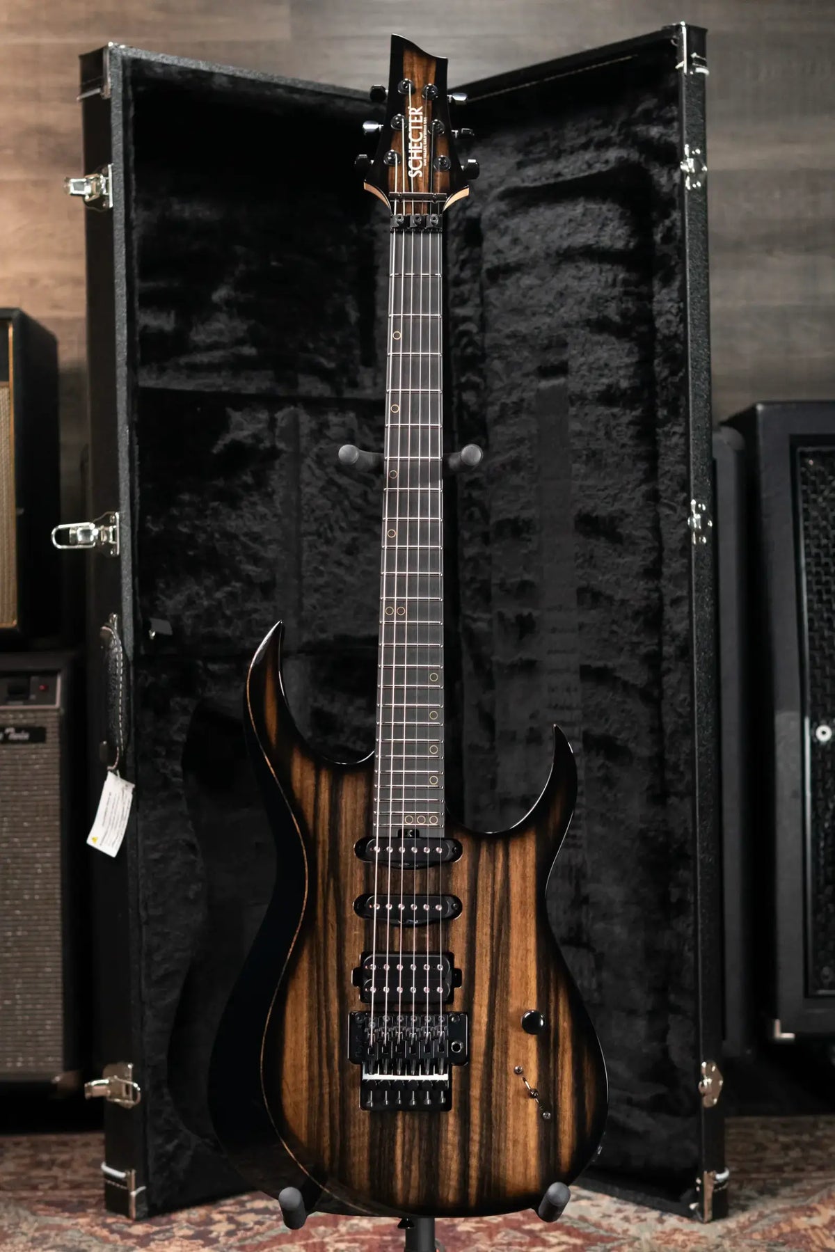 Schecter Custom Shop Sunset Extreme-6 FR HSS Electric Guitar - White Ebony Top with Hardshell Case
