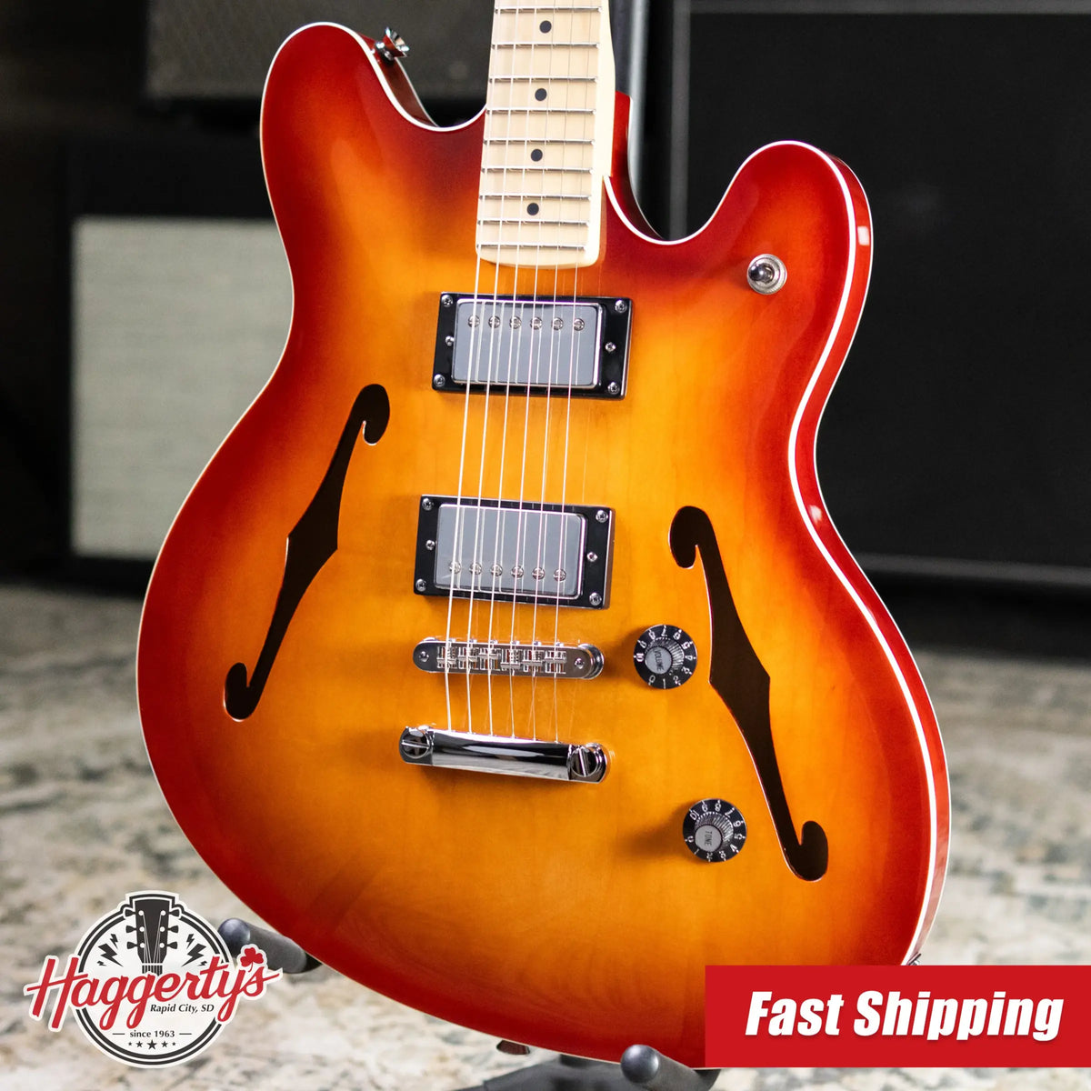 Squier Affinity Series Starcaster Deluxe Semi-Hollow Electric Guitar - Sienna Sunburst