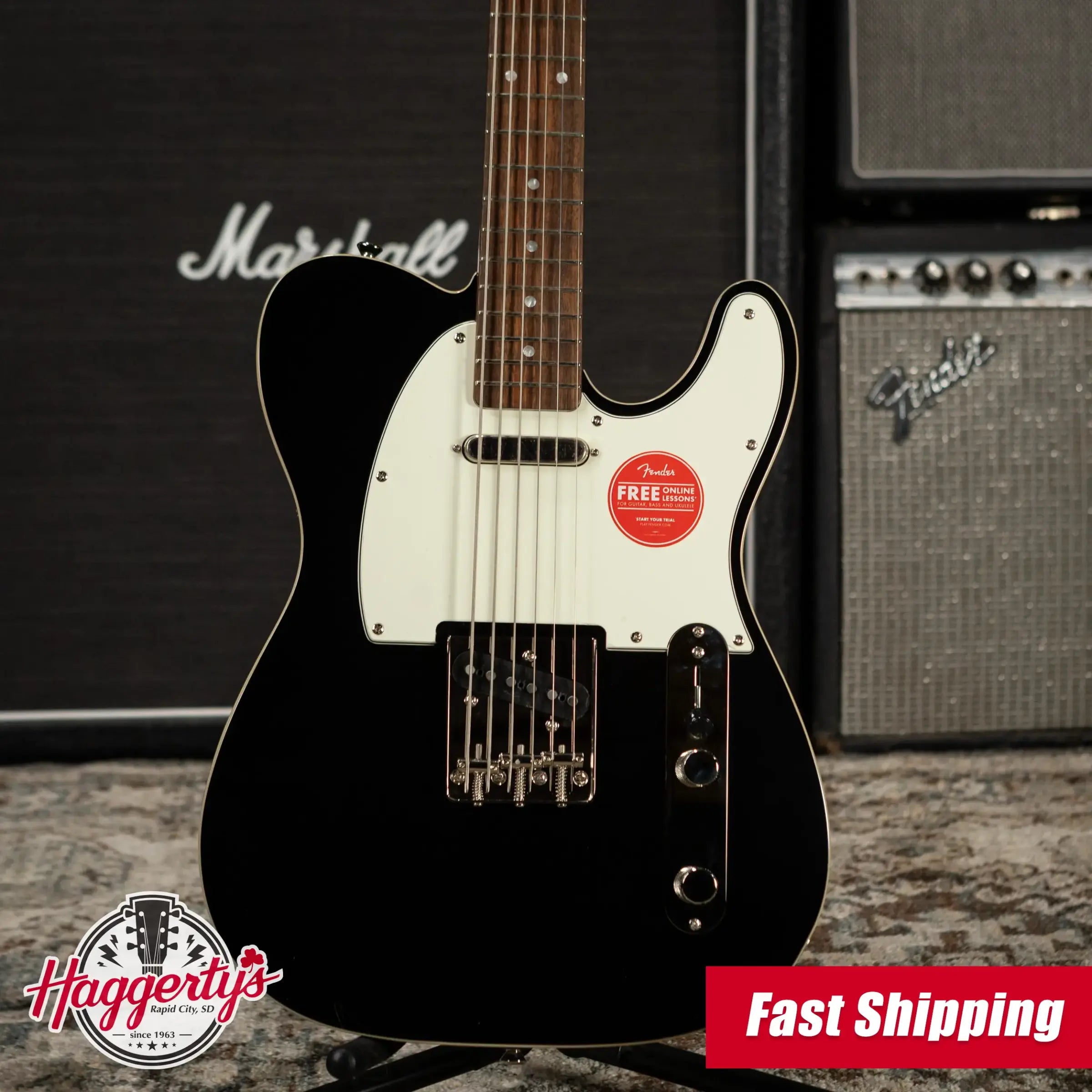Squier Classic Vibe Baritone Custom Telecaster Electric Guitar - Black