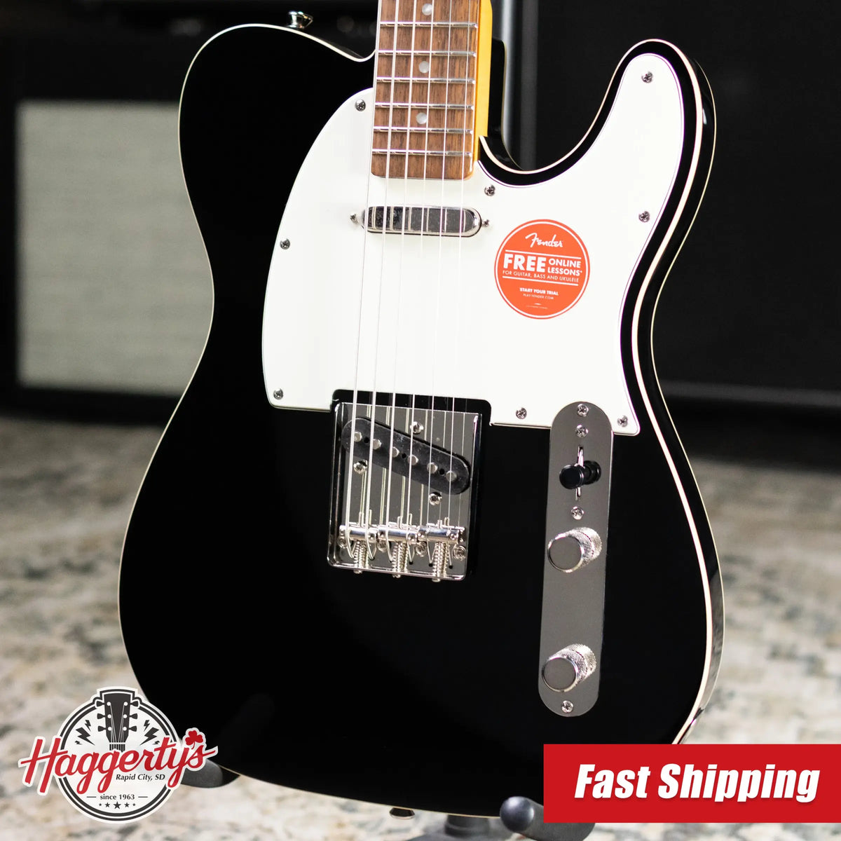 Squier Classic Vibe Baritone Custom Telecaster Electric Guitar - Black