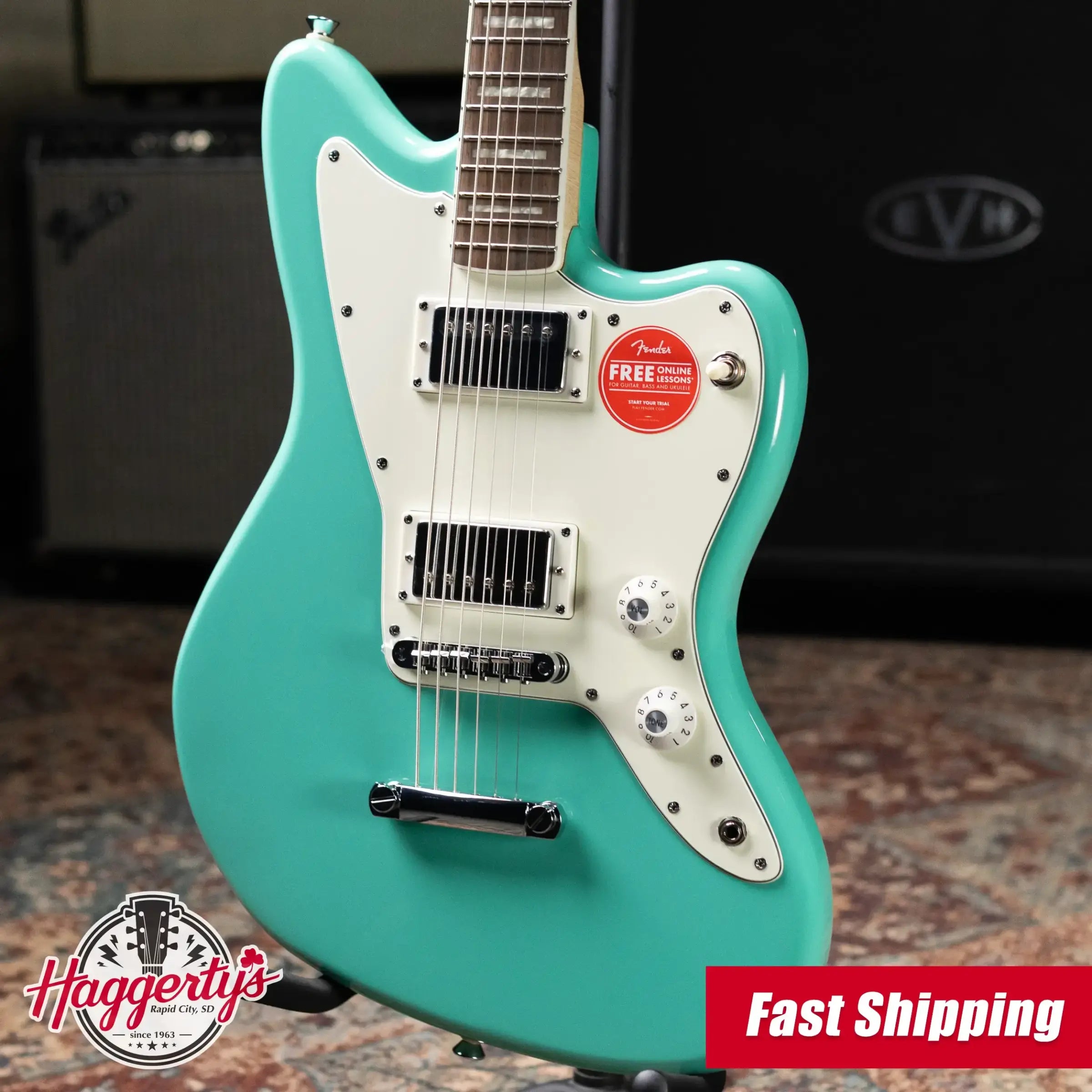 Squier Paranormal Baritone Jazzmaster HH Electric Guitar - Sea Foam Green