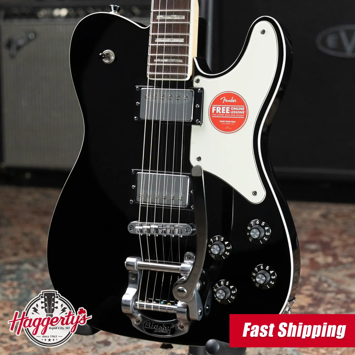 Squier Paranormal Troublemaker Telecaster Deluxe Bigsby Electric Guitar - Black