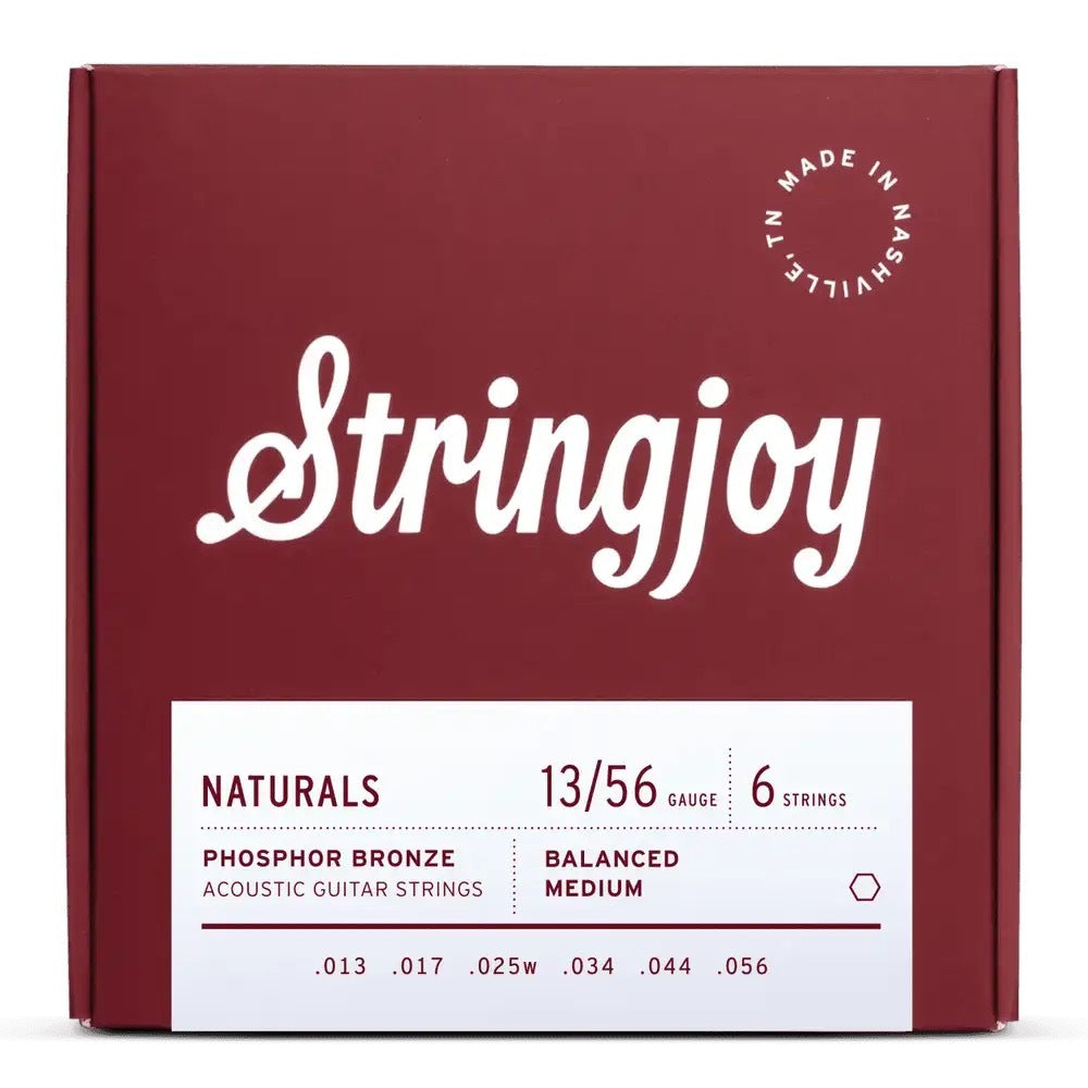 Stringjoy Naturals Medium Gauge (13-56) Phosphor Bronze Acoustic Guitar Strings