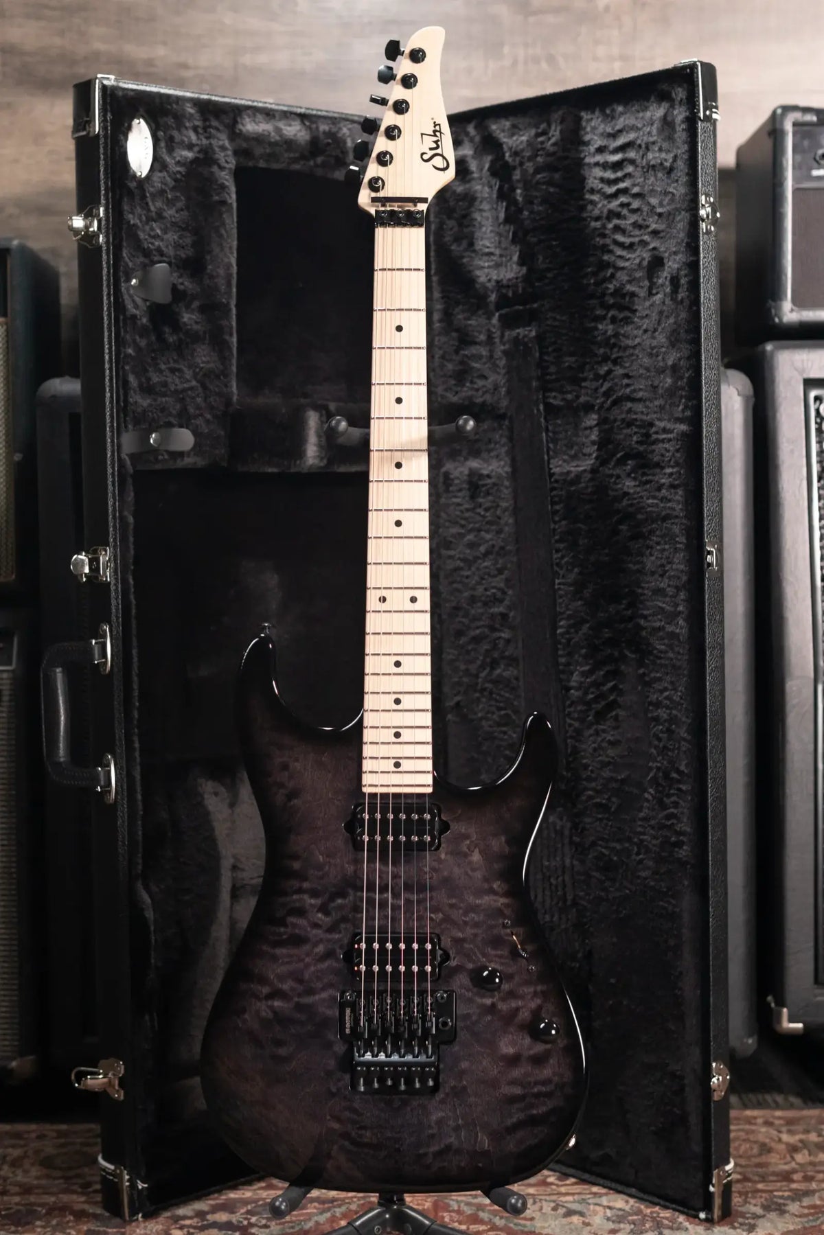 Suhr Standard Thin Burst Limited Edition Electric Guitar - Trans Black with Gig Bag - Demo
