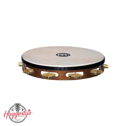 Meinl TAH1B-AB Headed Wood Tambourine Brass Jingles 1 Row African Brown