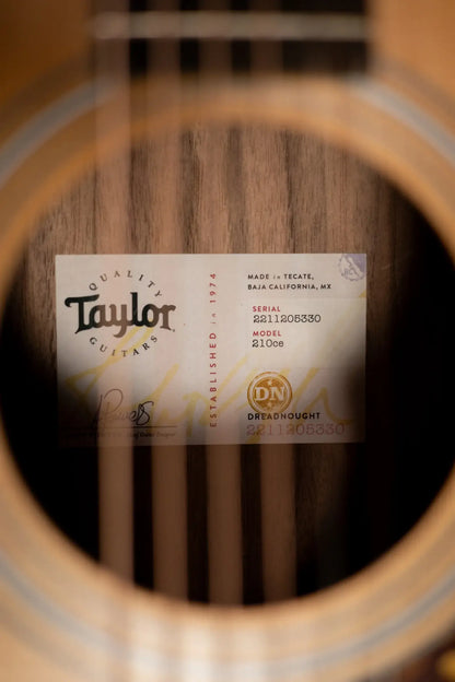 Taylor 210ce Dreadnought Acoustic/Electric Guitar with Gig Bag