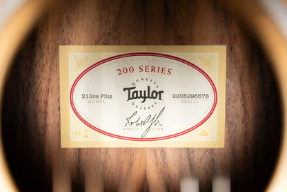 Taylor 212ce Plus Grand Concert Acoustic/Electric Guitar with Aerocase