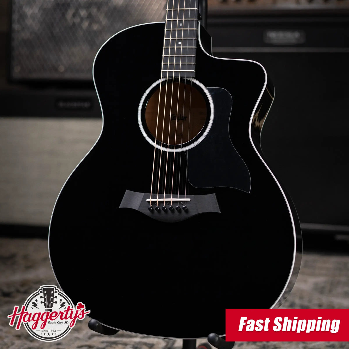 Taylor 214ce-BLK Plus Grand Auditorium Acoustic/Electric Guitar - Black with Aerocase