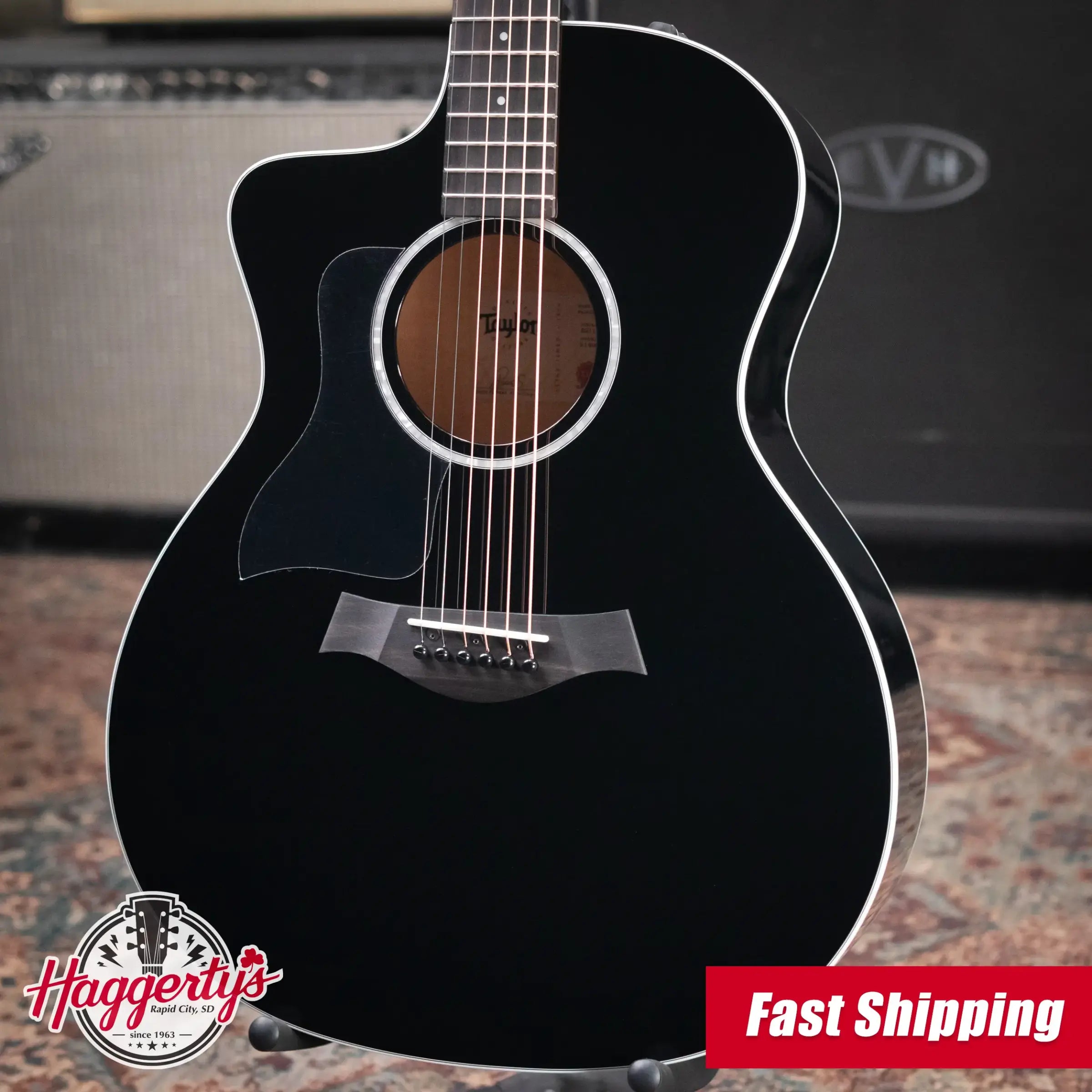 Taylor 214ce-BLK Plus Left-Handed Grand Auditorium Acoustic/Electric Guitar - Black with Aerocase