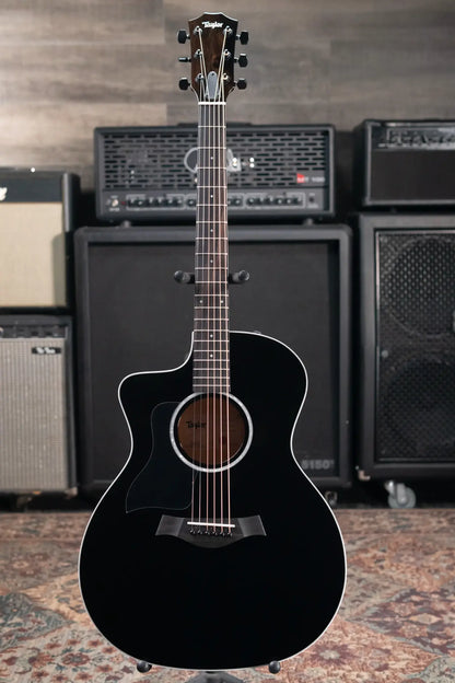 Taylor 214ce-BLK Plus Left-Handed Grand Auditorium Acoustic/Electric Guitar - Black with Aerocase