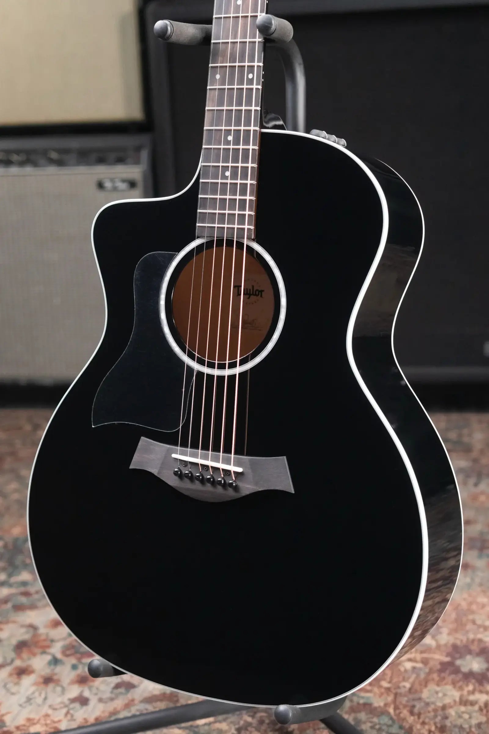 Taylor 214ce-BLK Plus Left-Handed Grand Auditorium Acoustic/Electric Guitar - Black with Aerocase