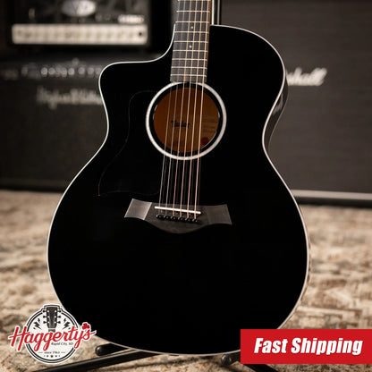 Taylor 214ce BLK Plus Left-Handed Grand Auditorium Acoustic/Electric Guitar - Black with Aerocase